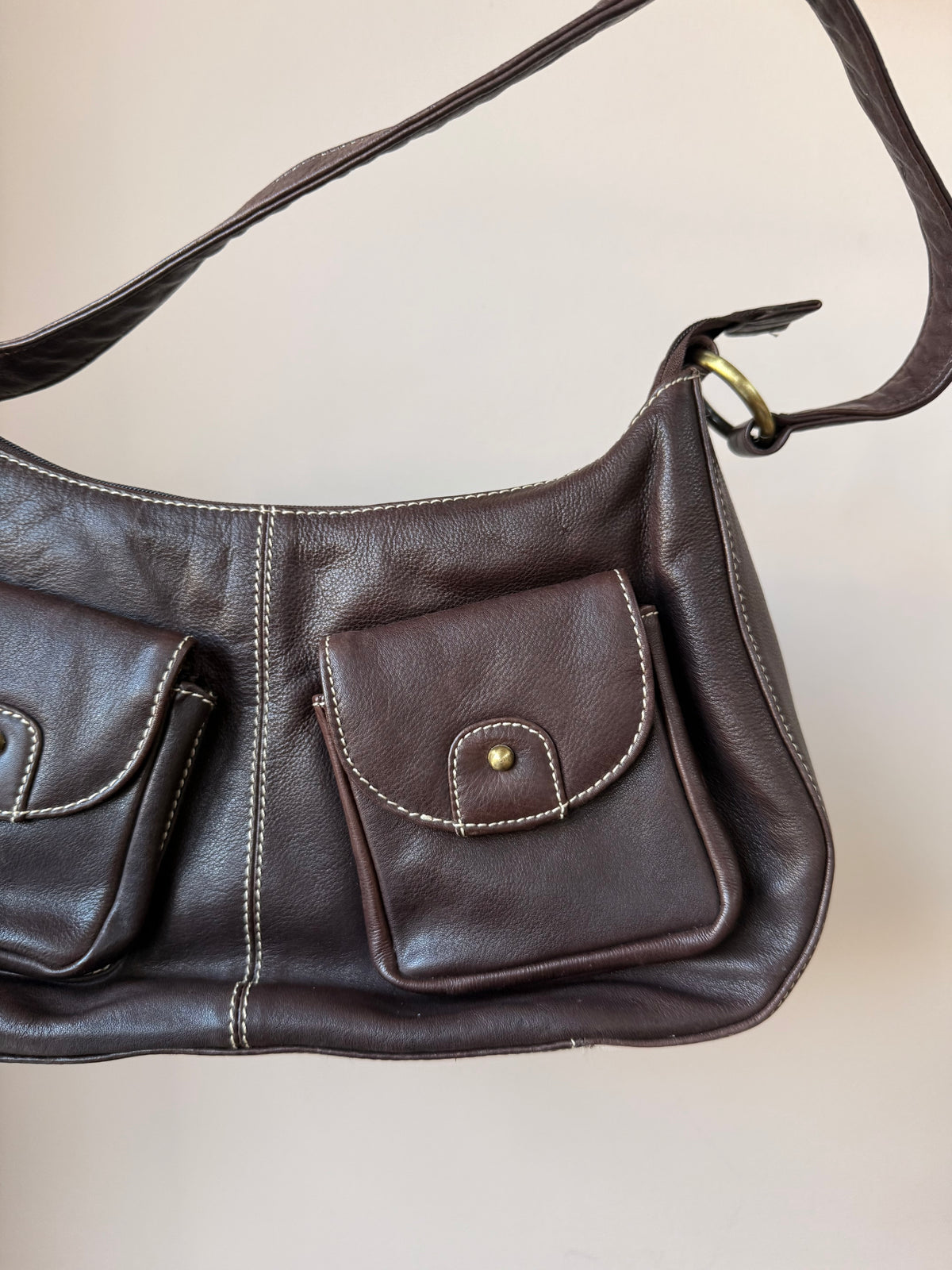 Chocolate brown leather shoulder bag