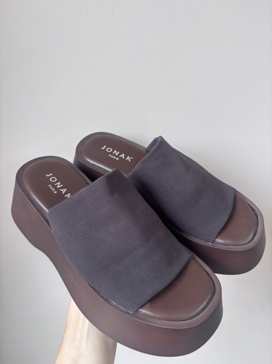 Jonak Paris brown platform sandals size UK3/4