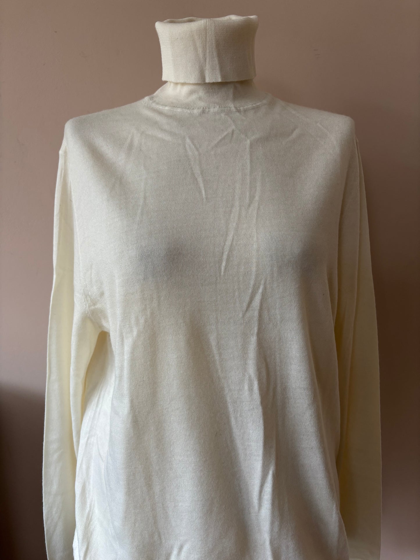 Cream merino mix polo neck jumper size 12/14