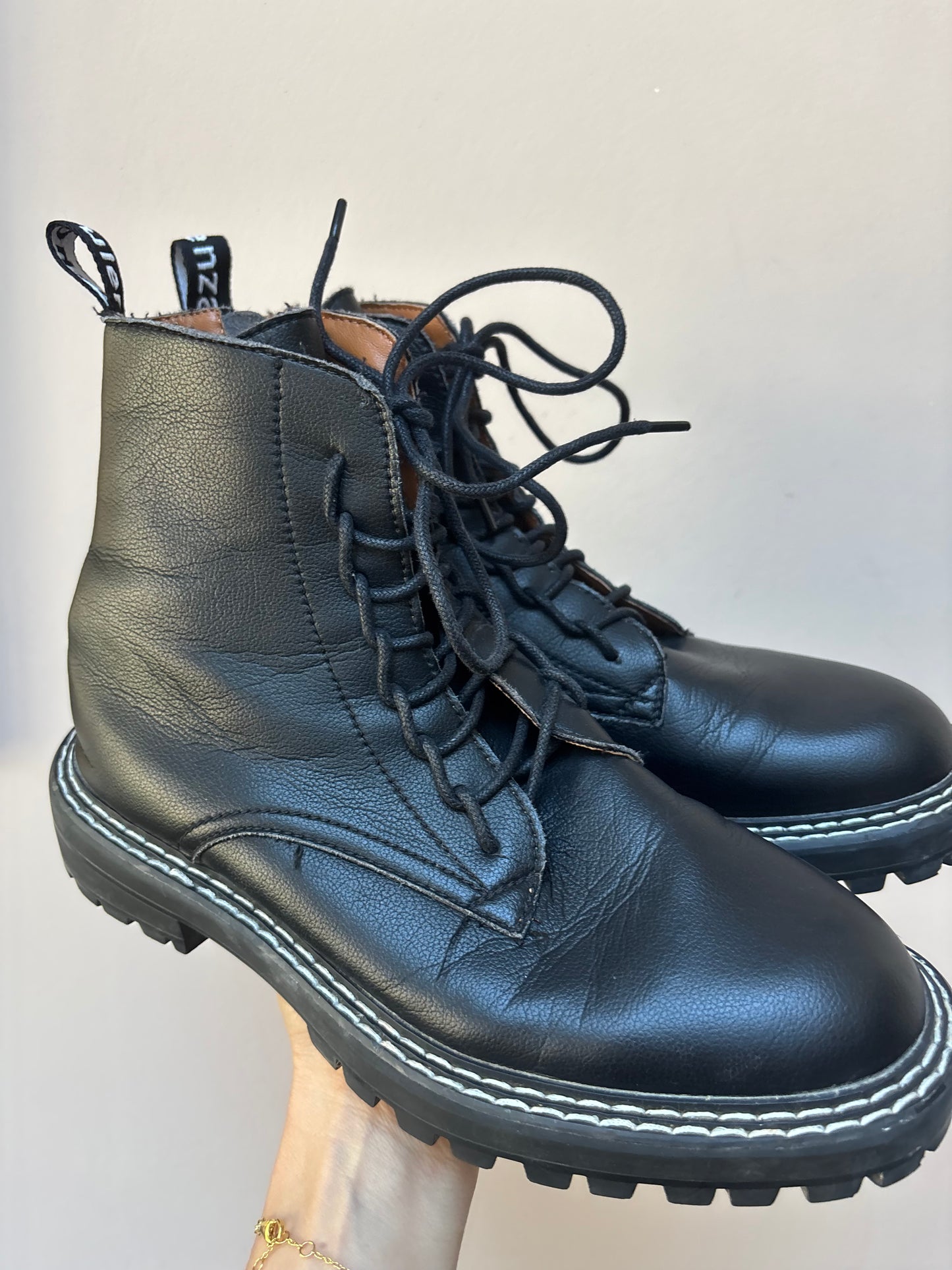 Proenza Schouler black leather boots size UK6.5