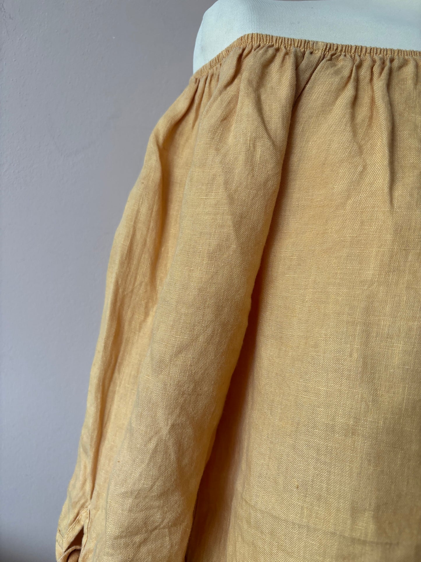 Mustard yellow 100% linen off the shoulder top size Large