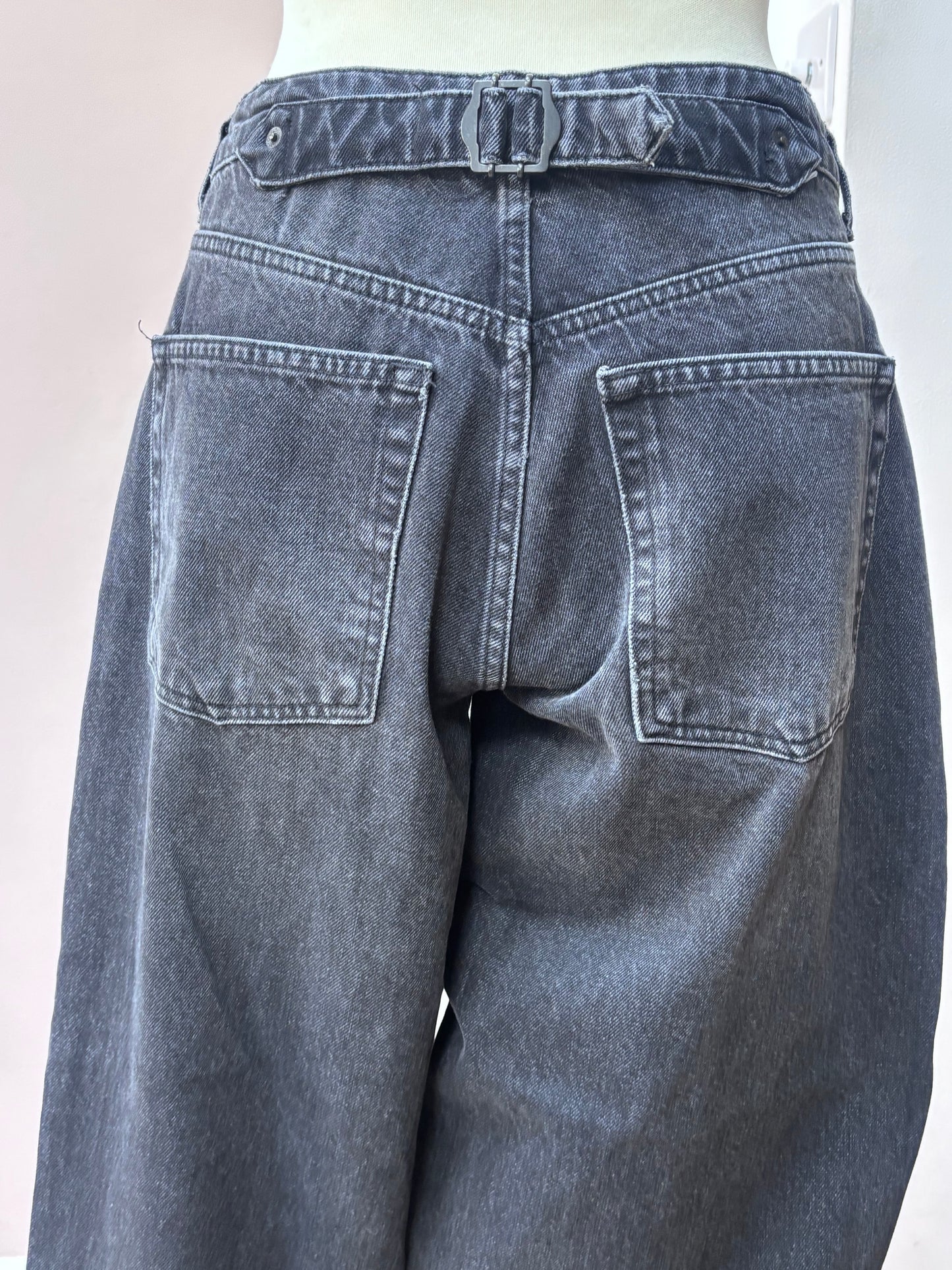 Black cotton wide leg jeans size 10/12
