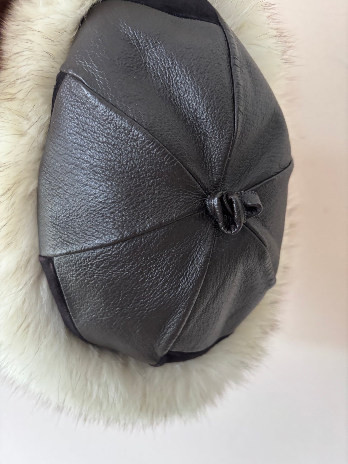 Vintage leather fur hat