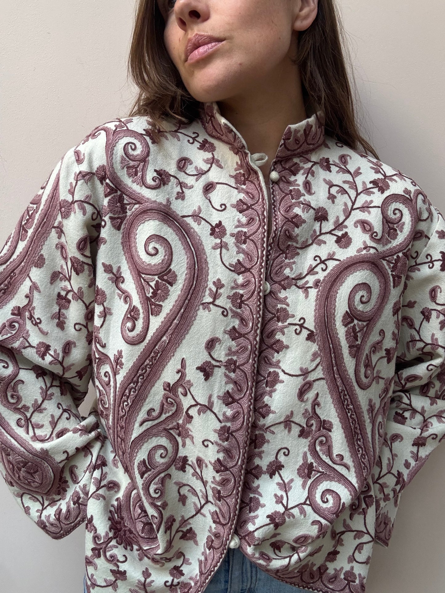 Vintage embroidered wool jacket size Medium