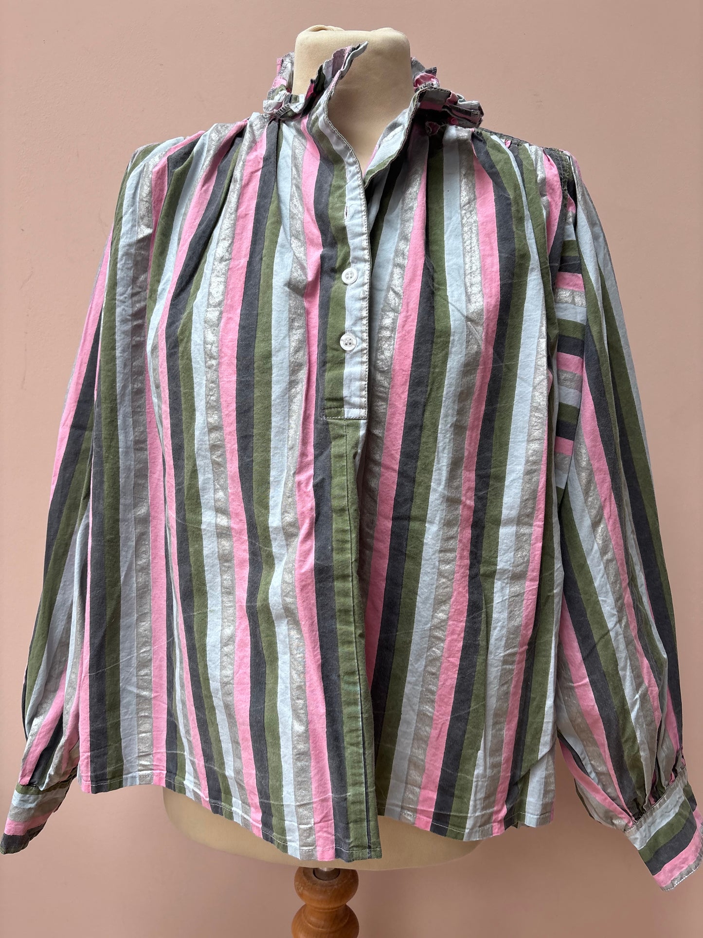 Blockprints striped cotton top size Small