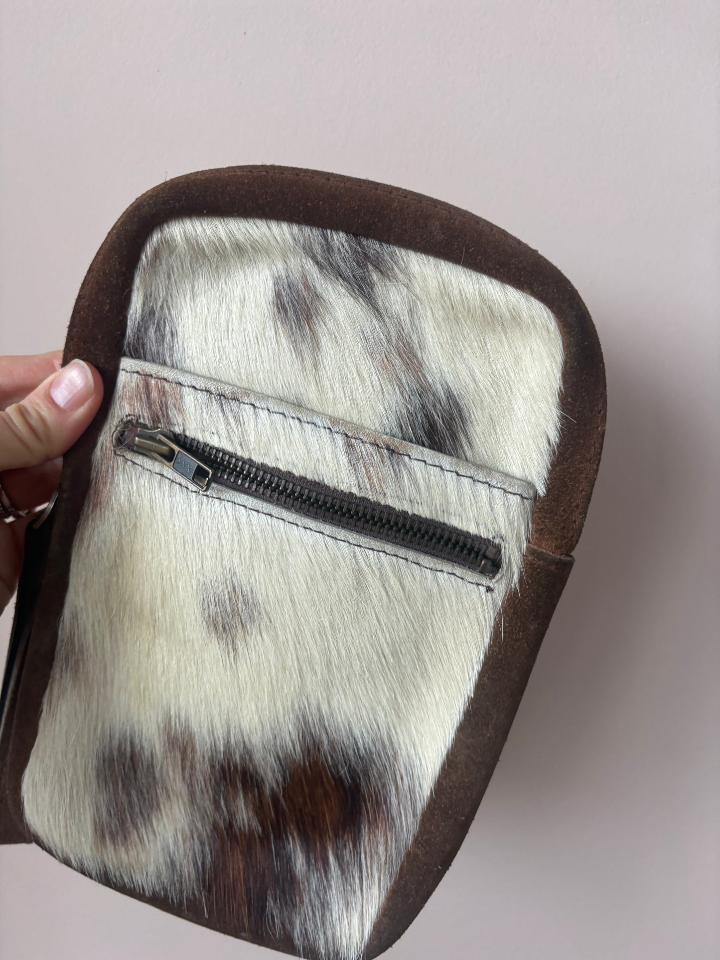 Leather & hair clutch bag