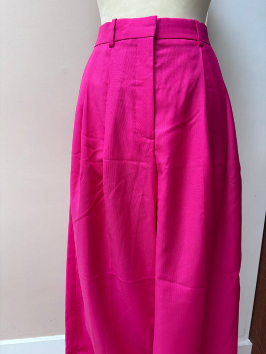 Hot pink 100% wool wide leg trousers size 10