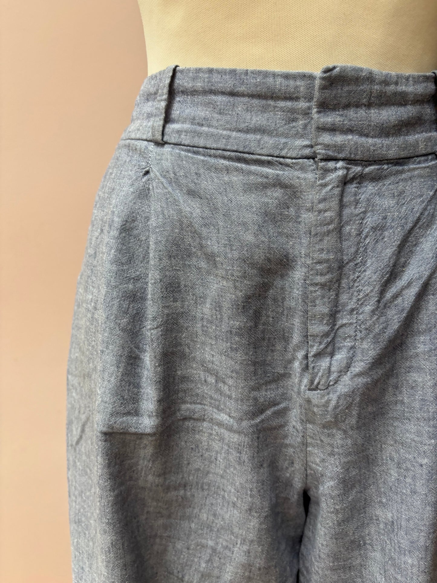 Blue 100% linen wide leg trousers size 10