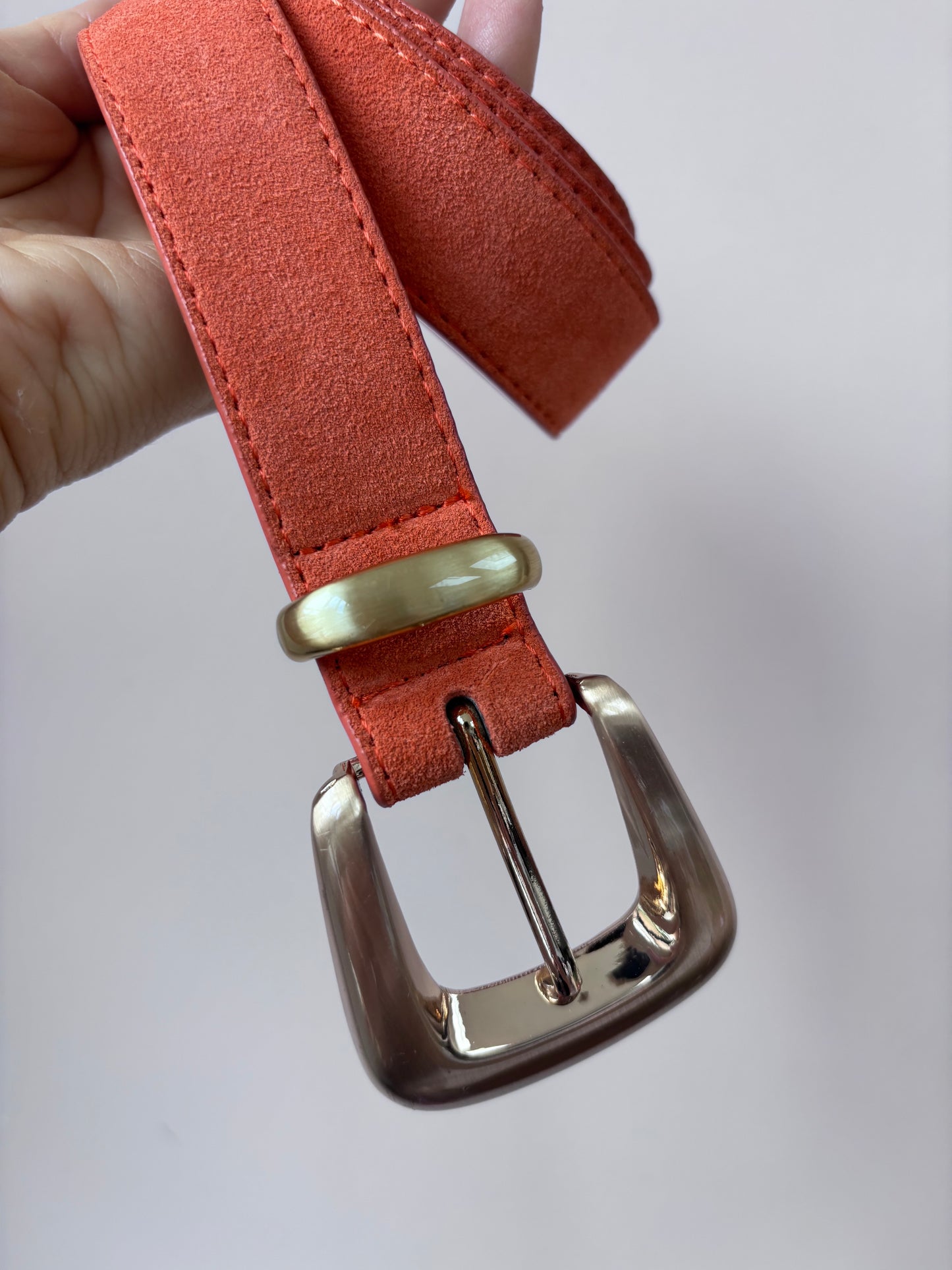 Peachy suede leather belt size 10/12
