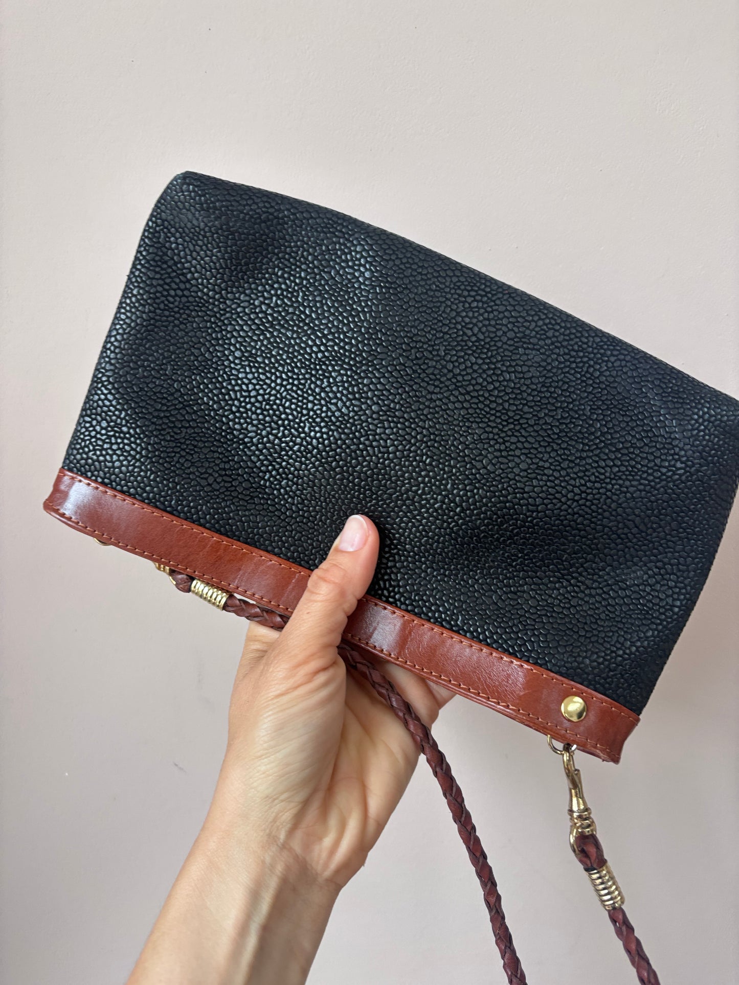 Small vintage scotch grain leather bag