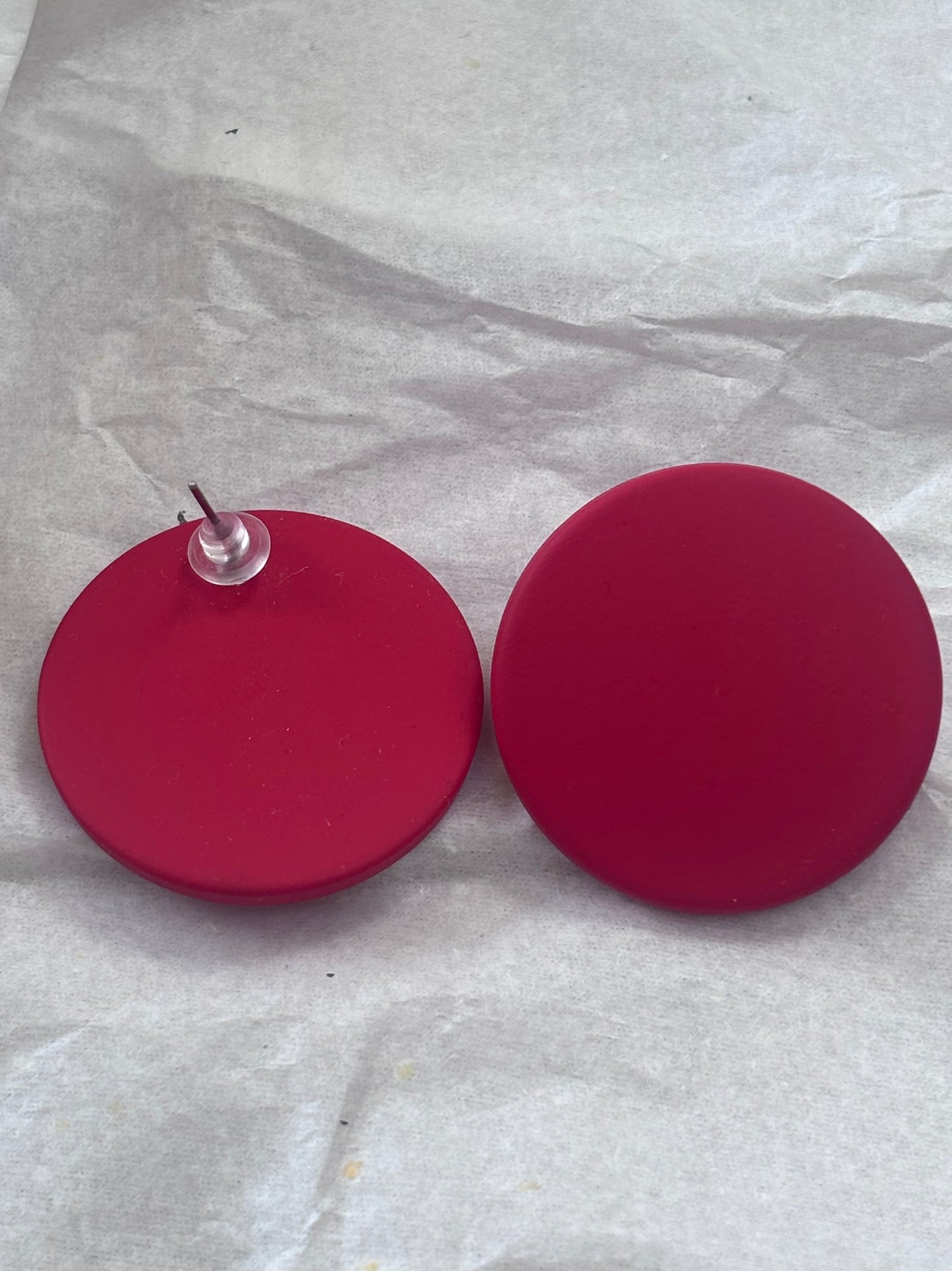 Red circle earrings
