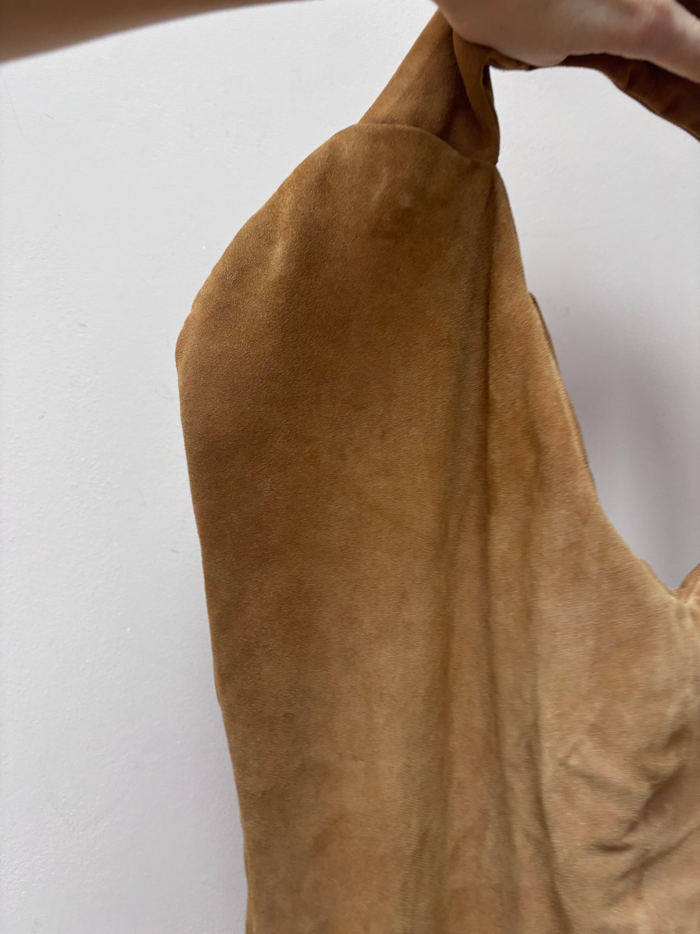 Homemade suede chestnut brown shoulder bag