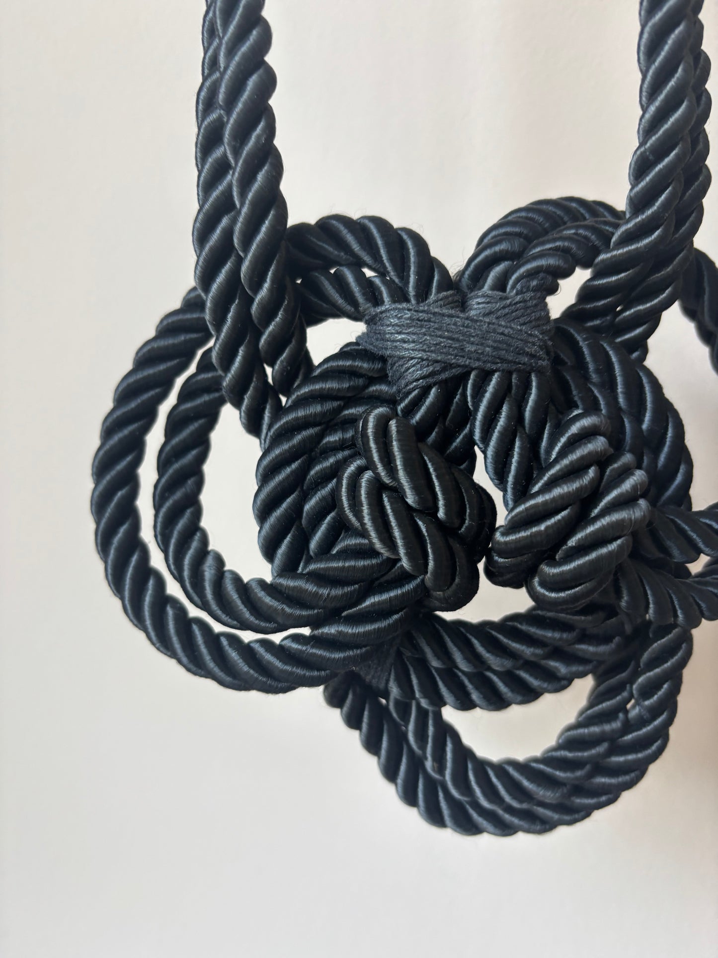 Black rope knotted oversized statement necklace