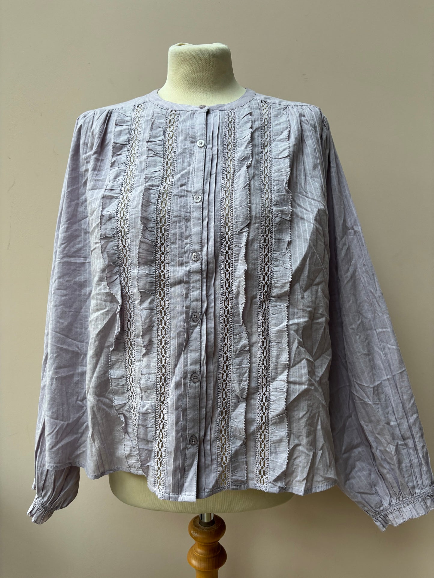 Pale lilac 100% cotton blouse size 8-12