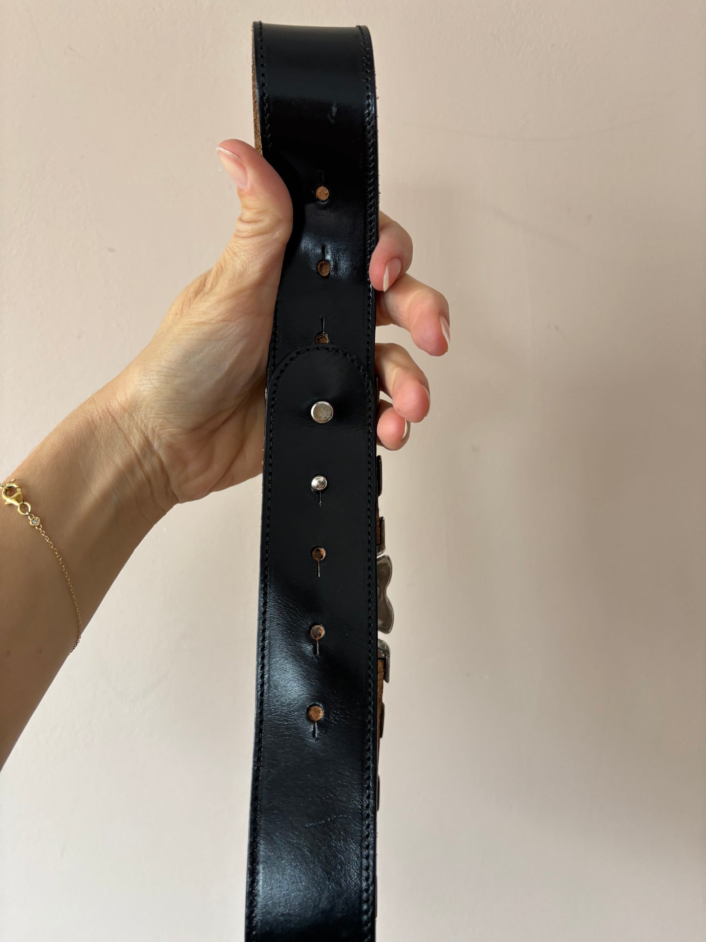 Vintage leather waist belt size Small