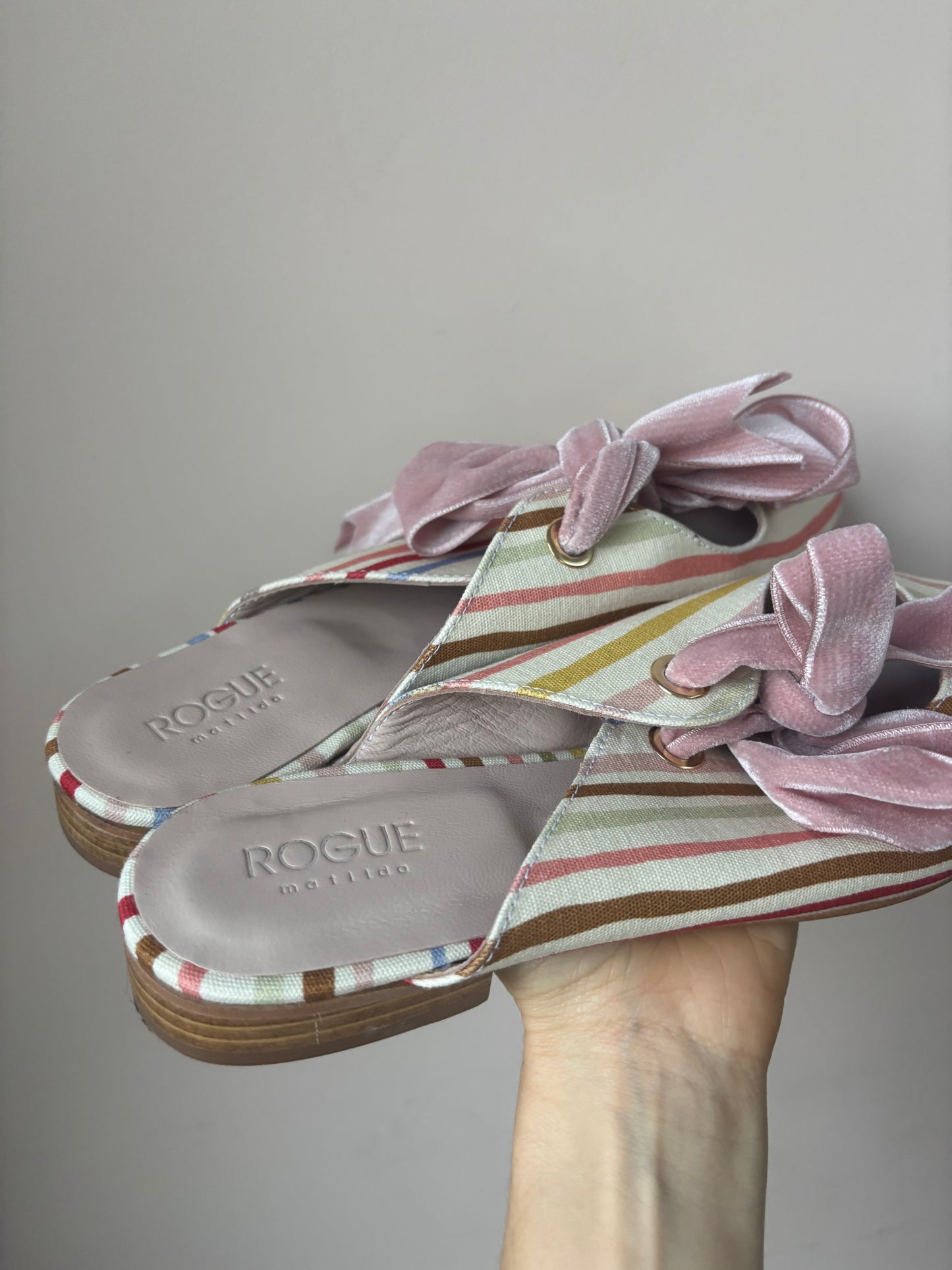 Rogue Matilda striped flat shoes with bow size 41 UK8