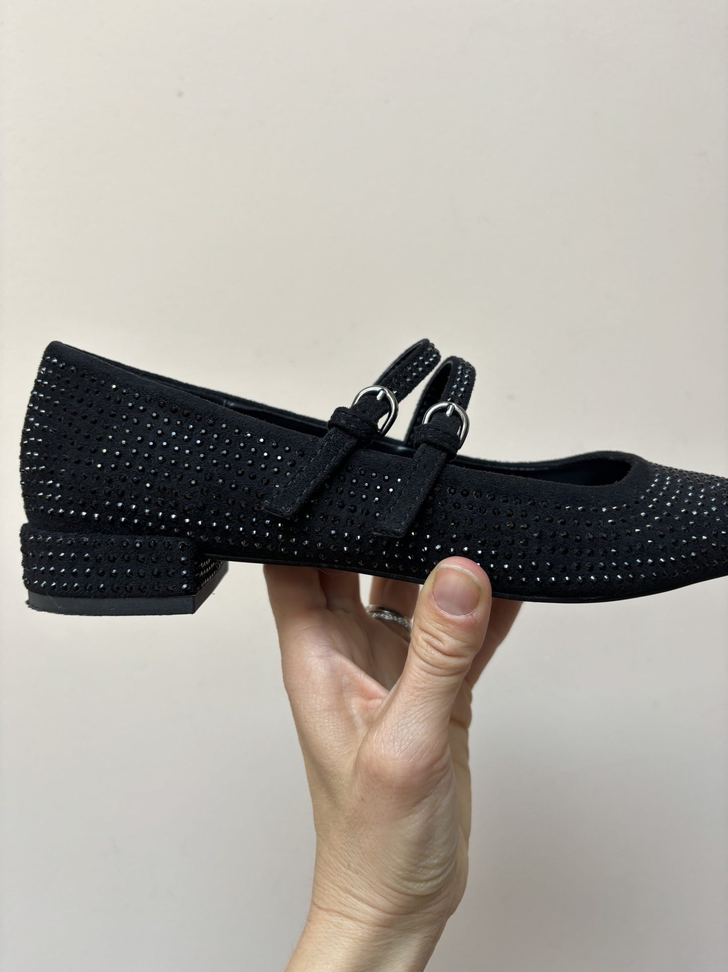 Black studded ballet pumps size UK5