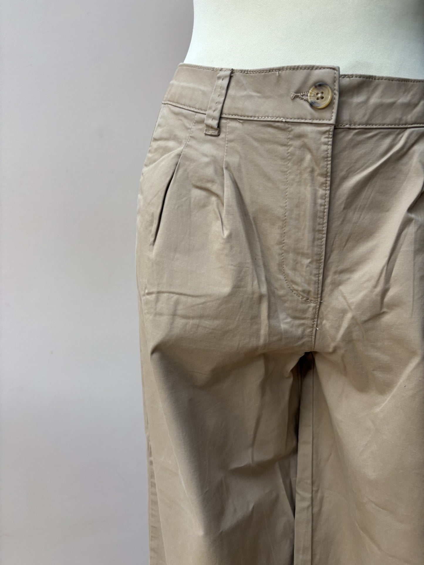 Beige cotton wide leg trousers size 10
