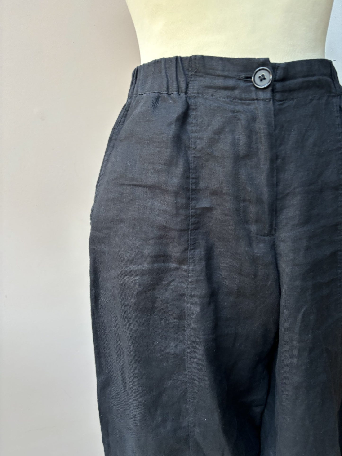 Black linen trousers size 10