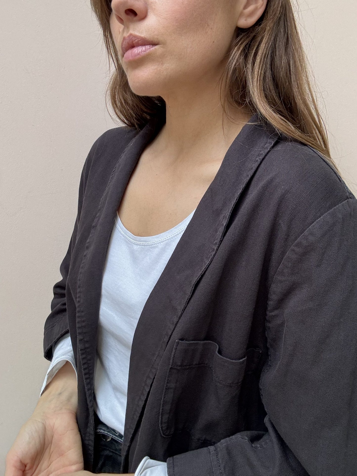 Navy cotton linen mix worker jacket size 10/12