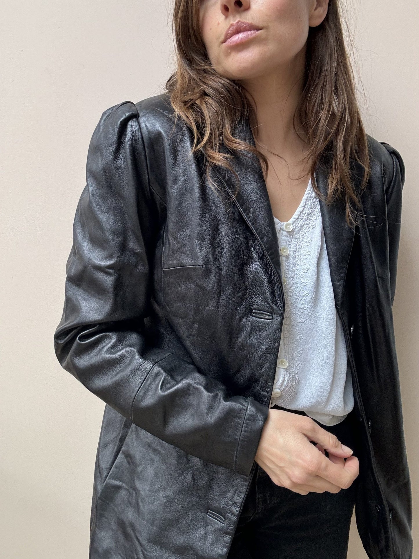 Stunning soft black leather blazer size 10/12