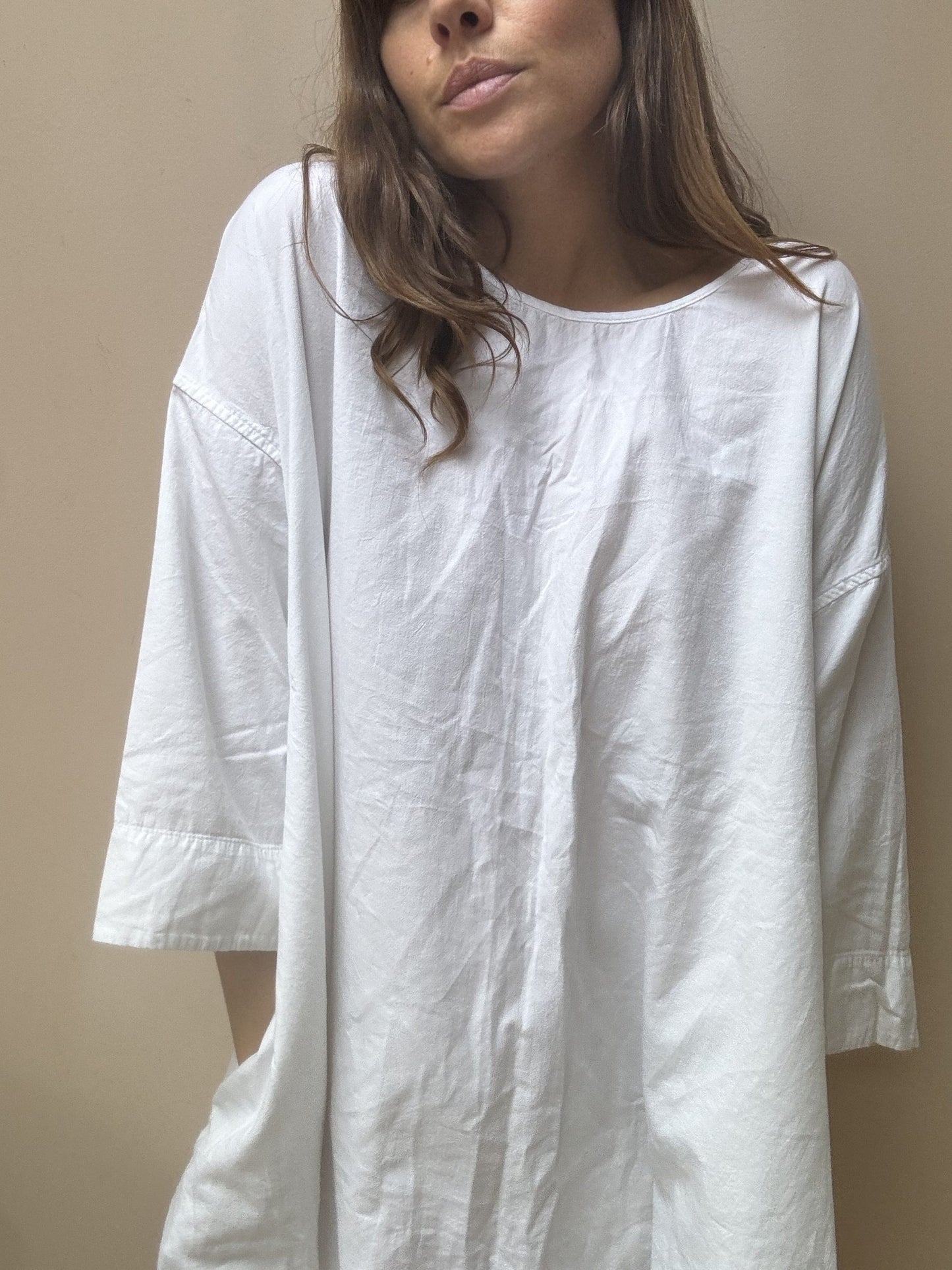 White cotton dress with pockets size S