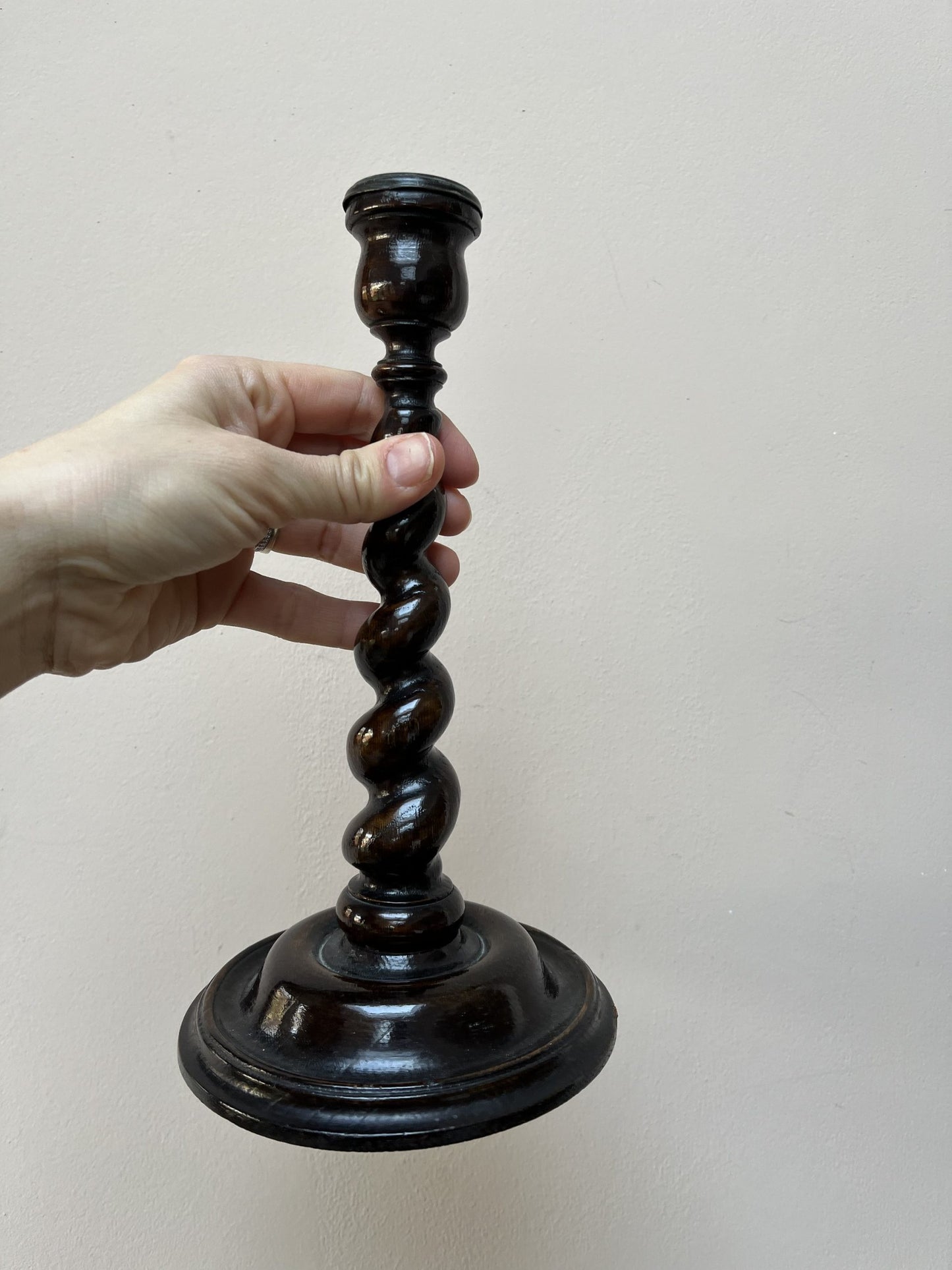 Stunning solid wood barley twist candles sticks x 2