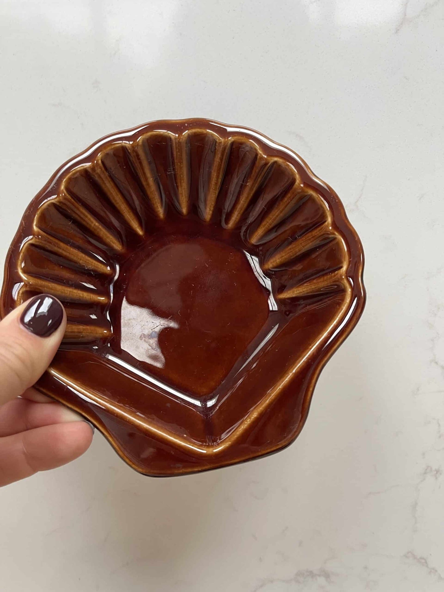 Brown ceramic shell bowl