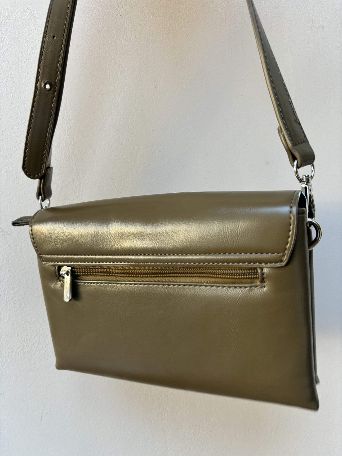 Olive green brown cross body bag