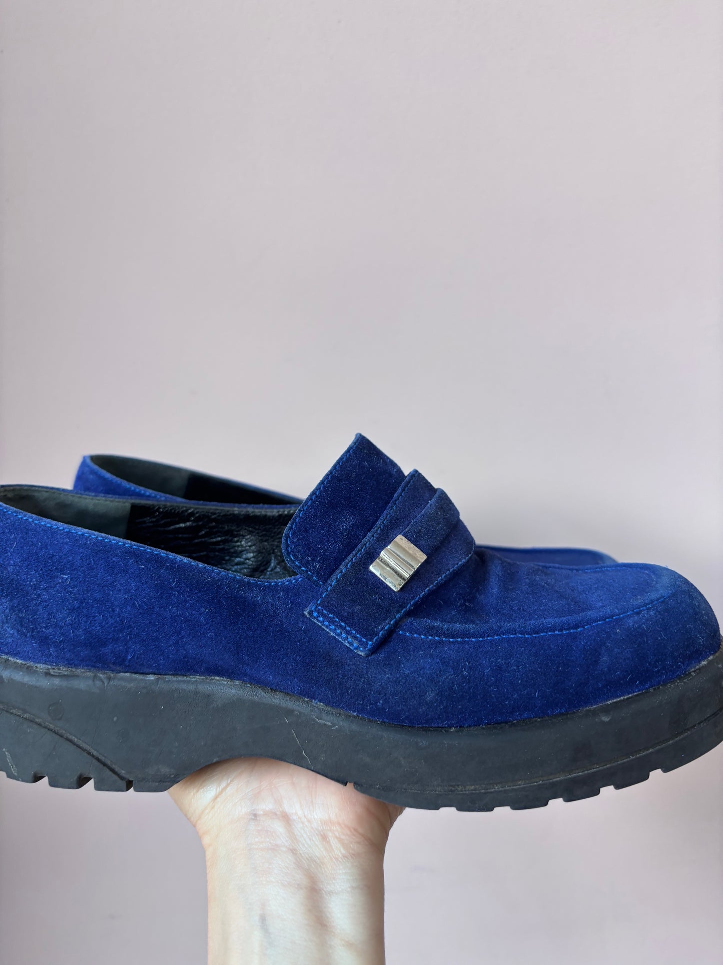 Lagerfeld blue suede loafers size 5