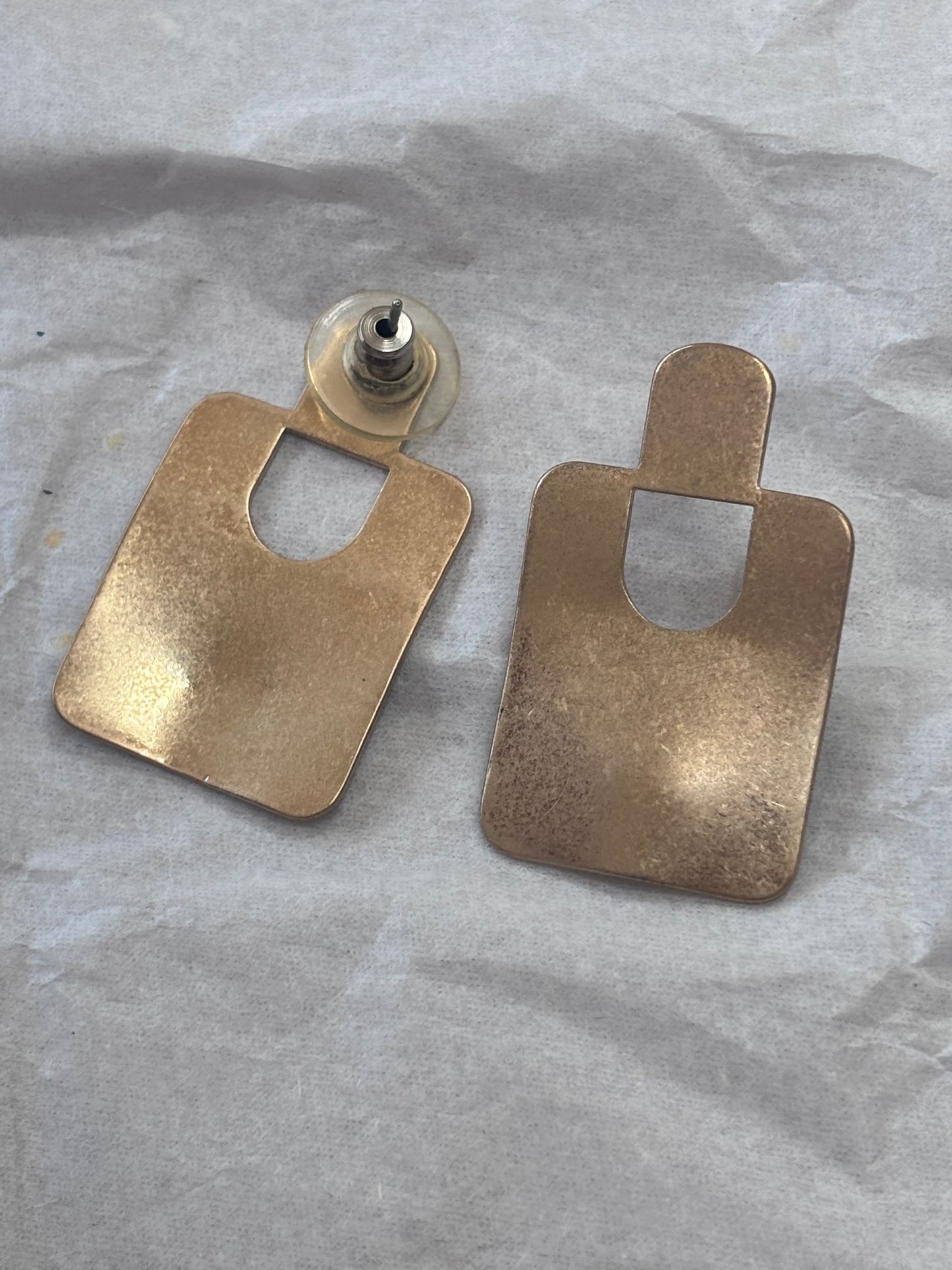 Brushed flat gold earrings