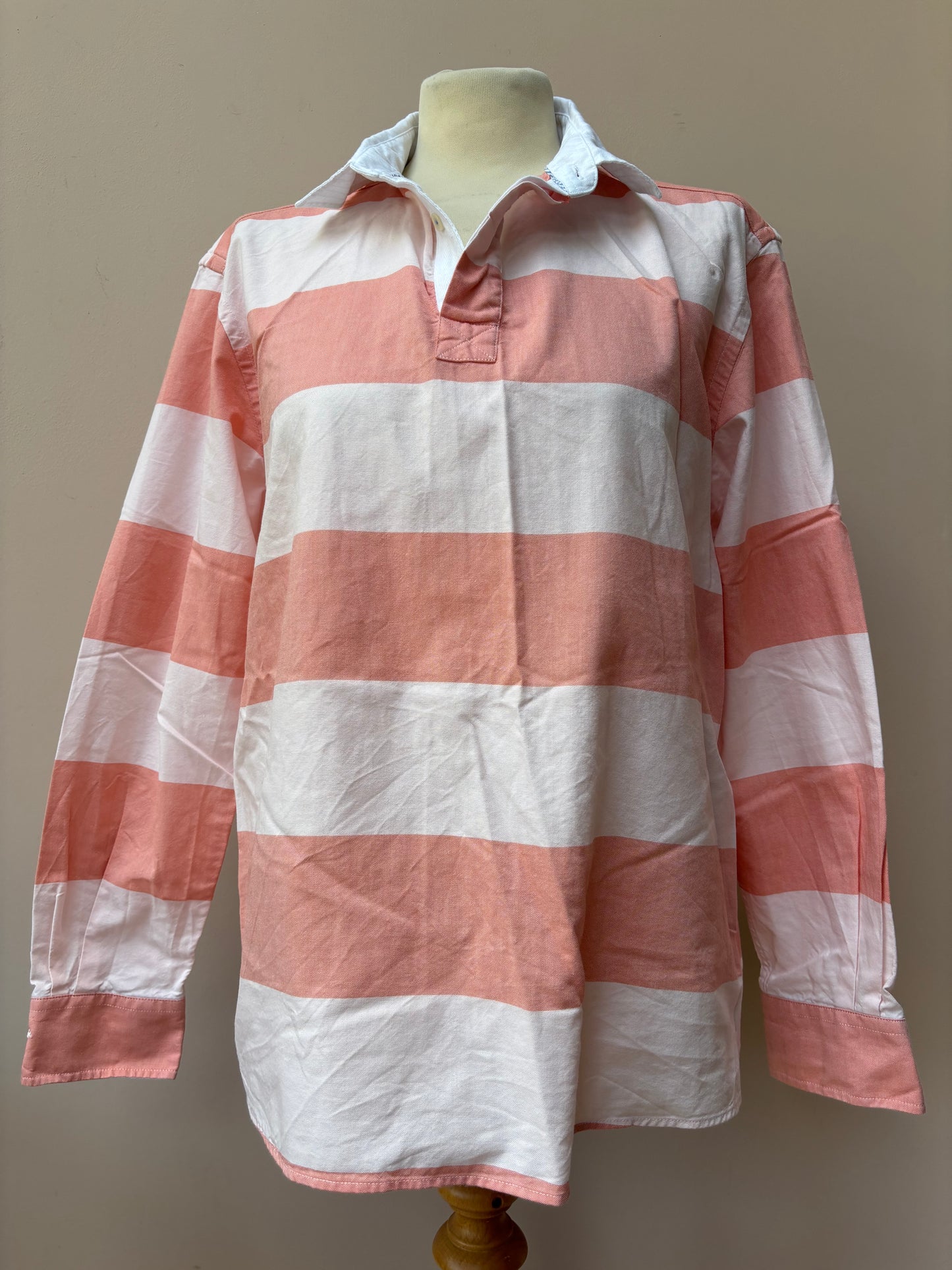 Striped 100% cotton rugby style shirt size Large