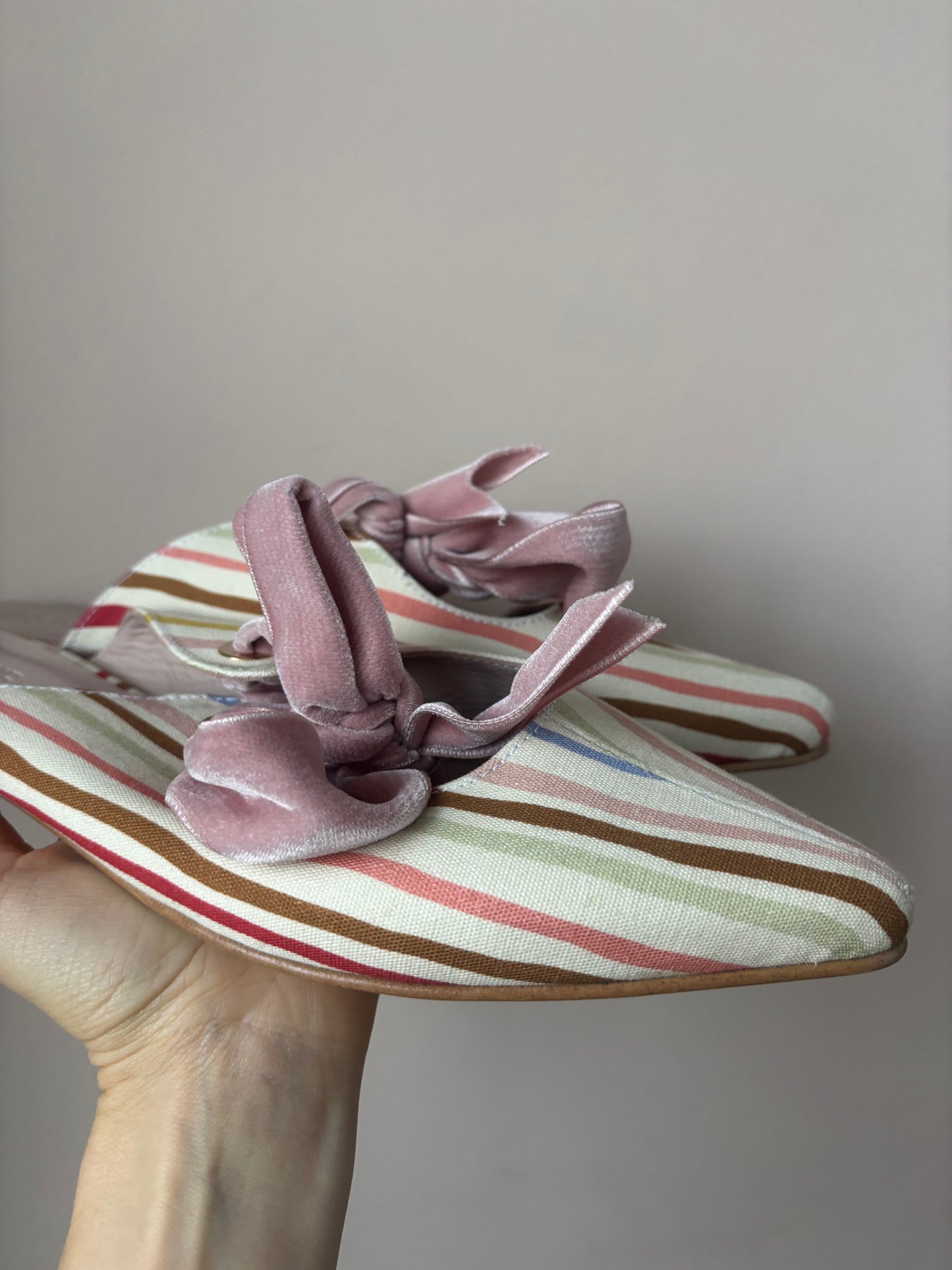 Rogue Matilda striped flat shoes with bow size 41 UK8