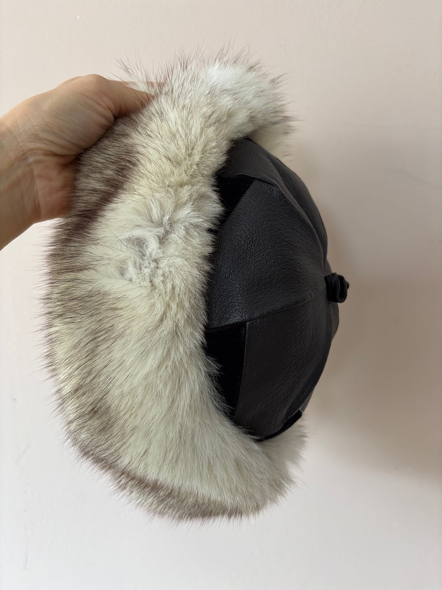 Vintage leather fur hat