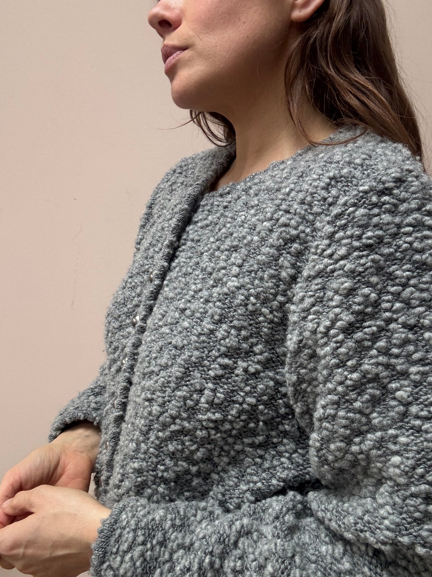 Lodenfrey wool grey boucle cardigan size 10