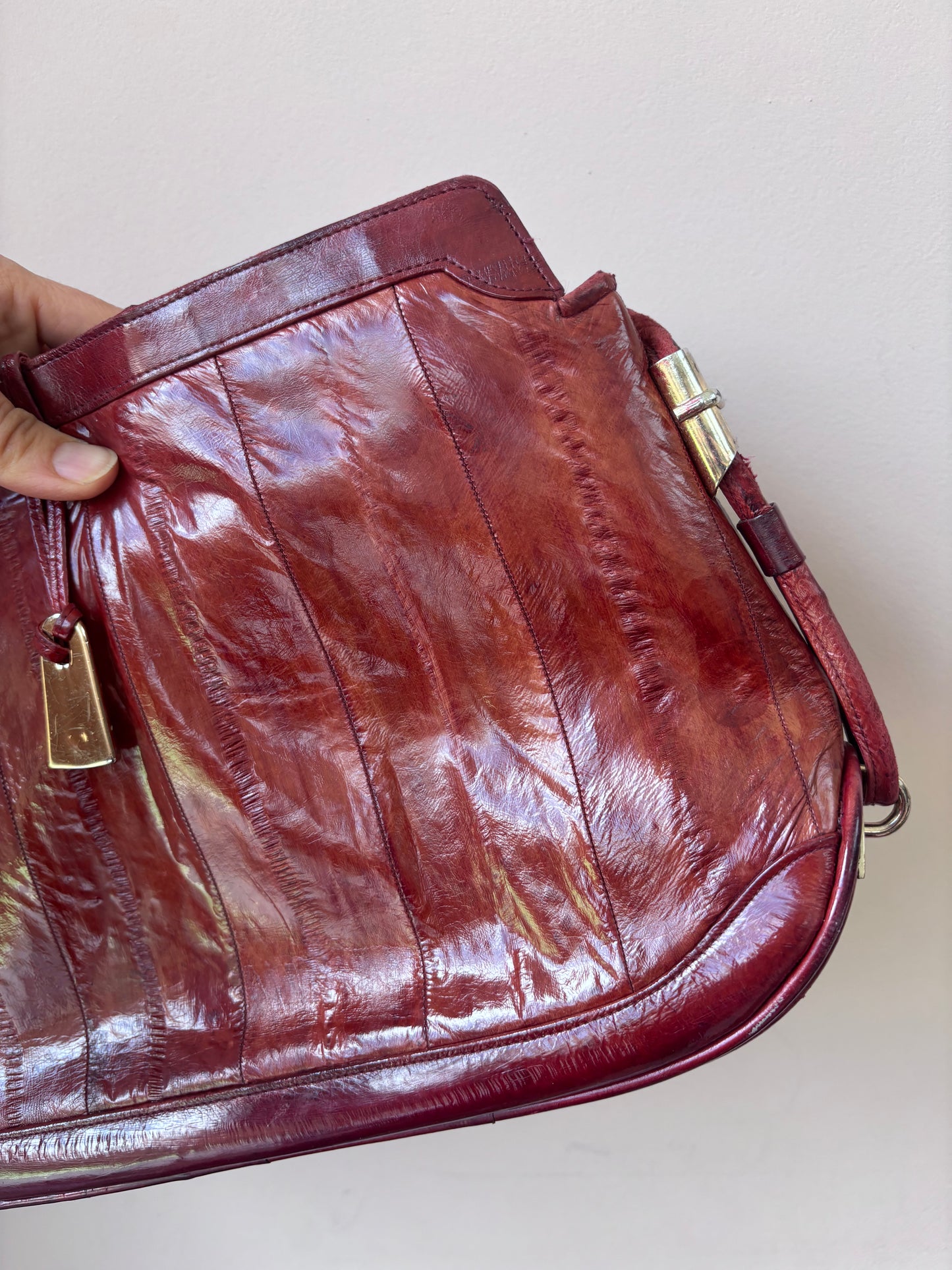 Vintage Red Orange leather bag