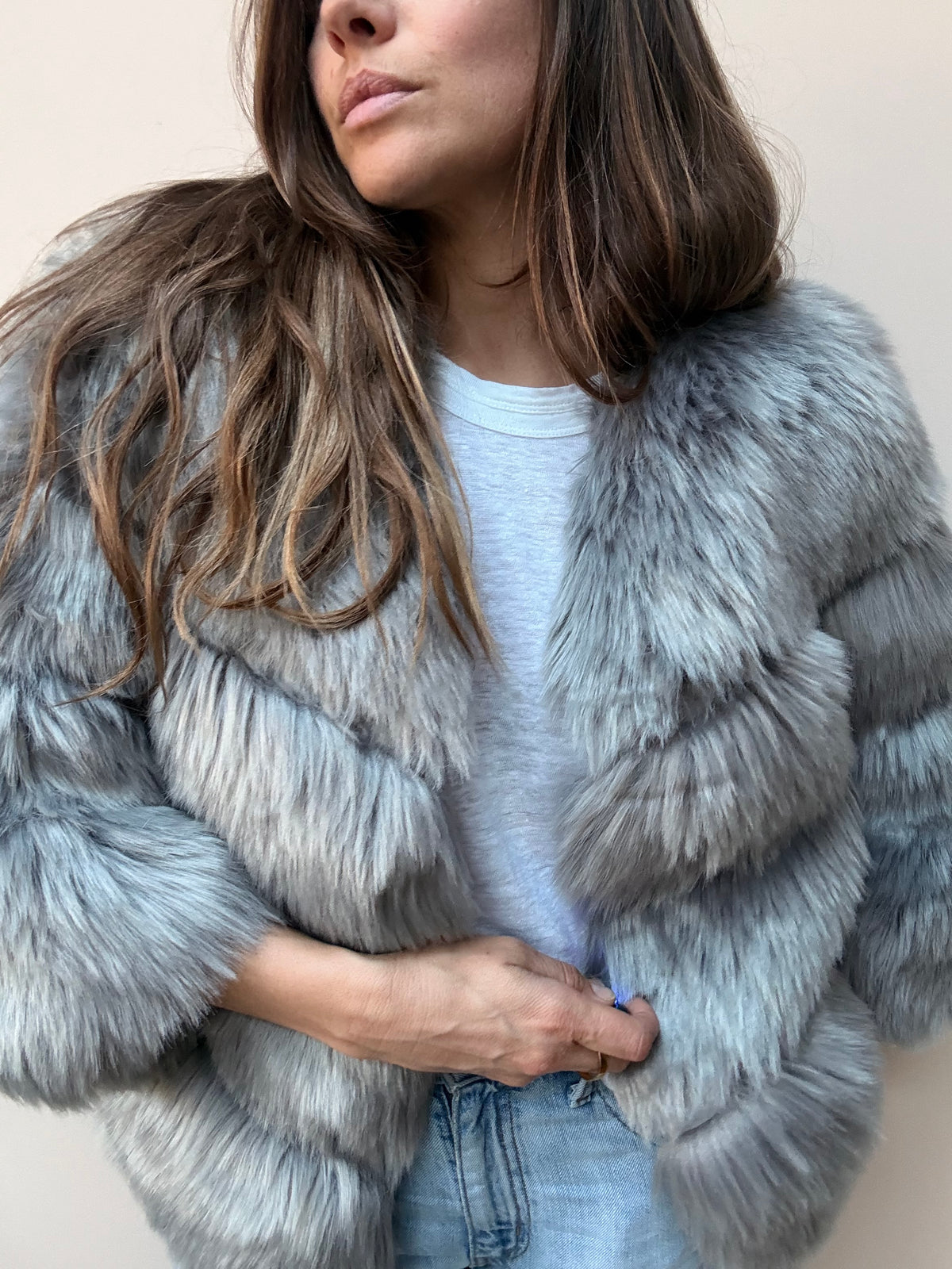 Popski faux fur and suede jacket