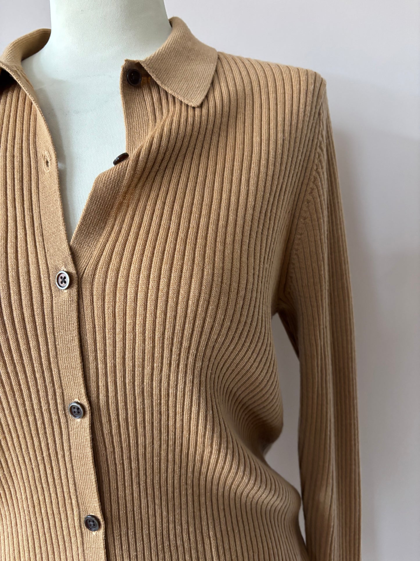 Brown ribbed wool cardigan size 12/14