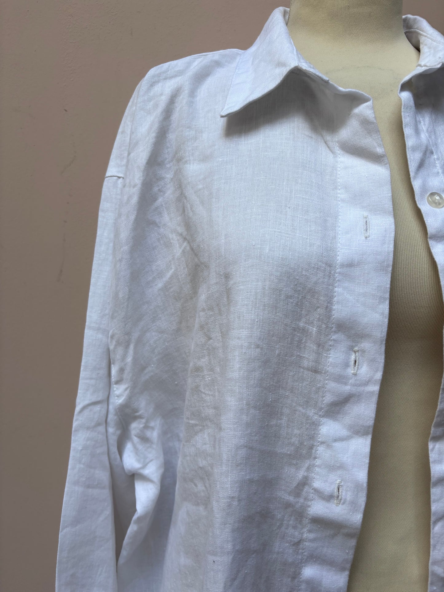 White 100% linen shirt size 18