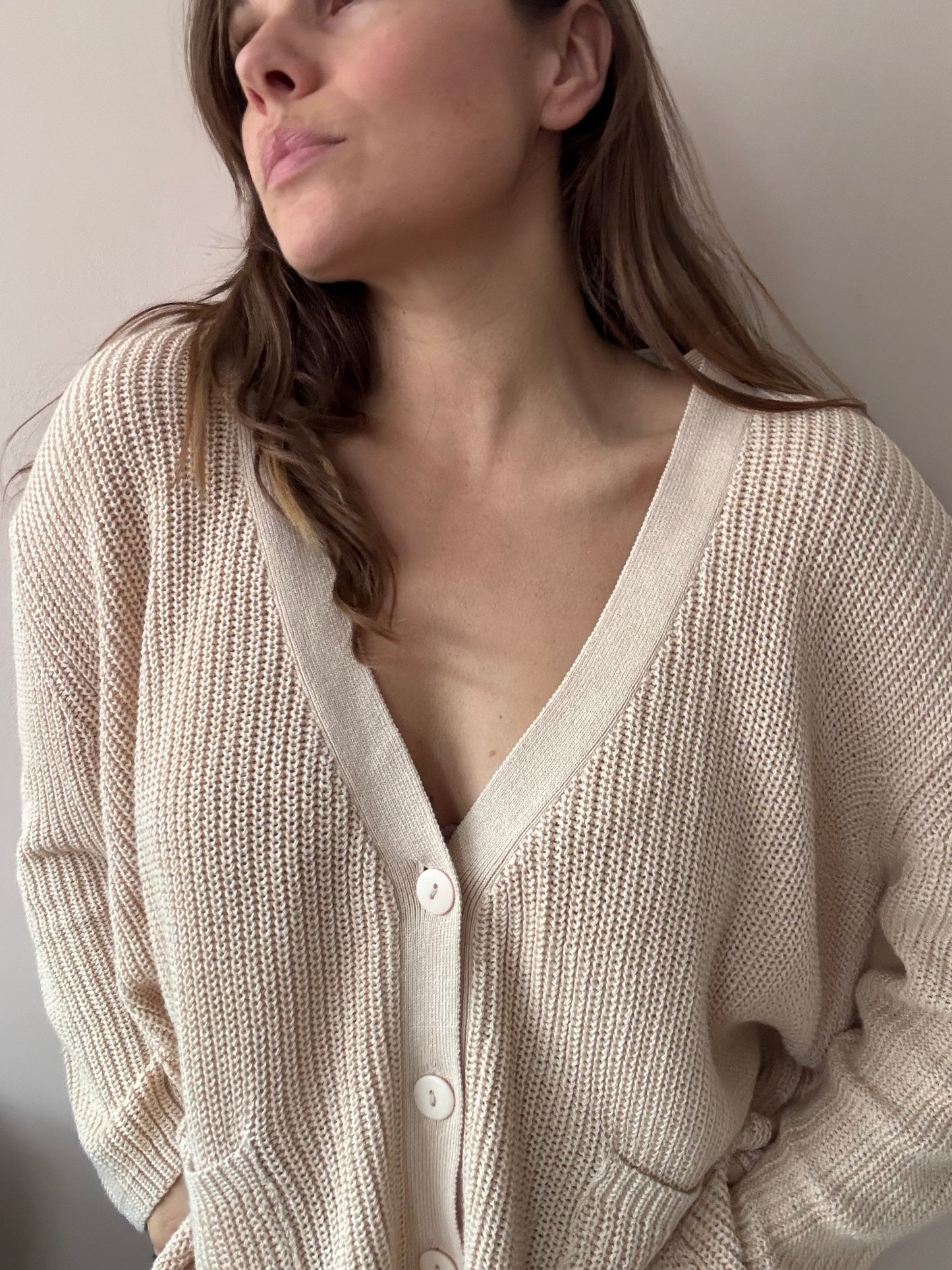 Beige cotton cardigan size S/M