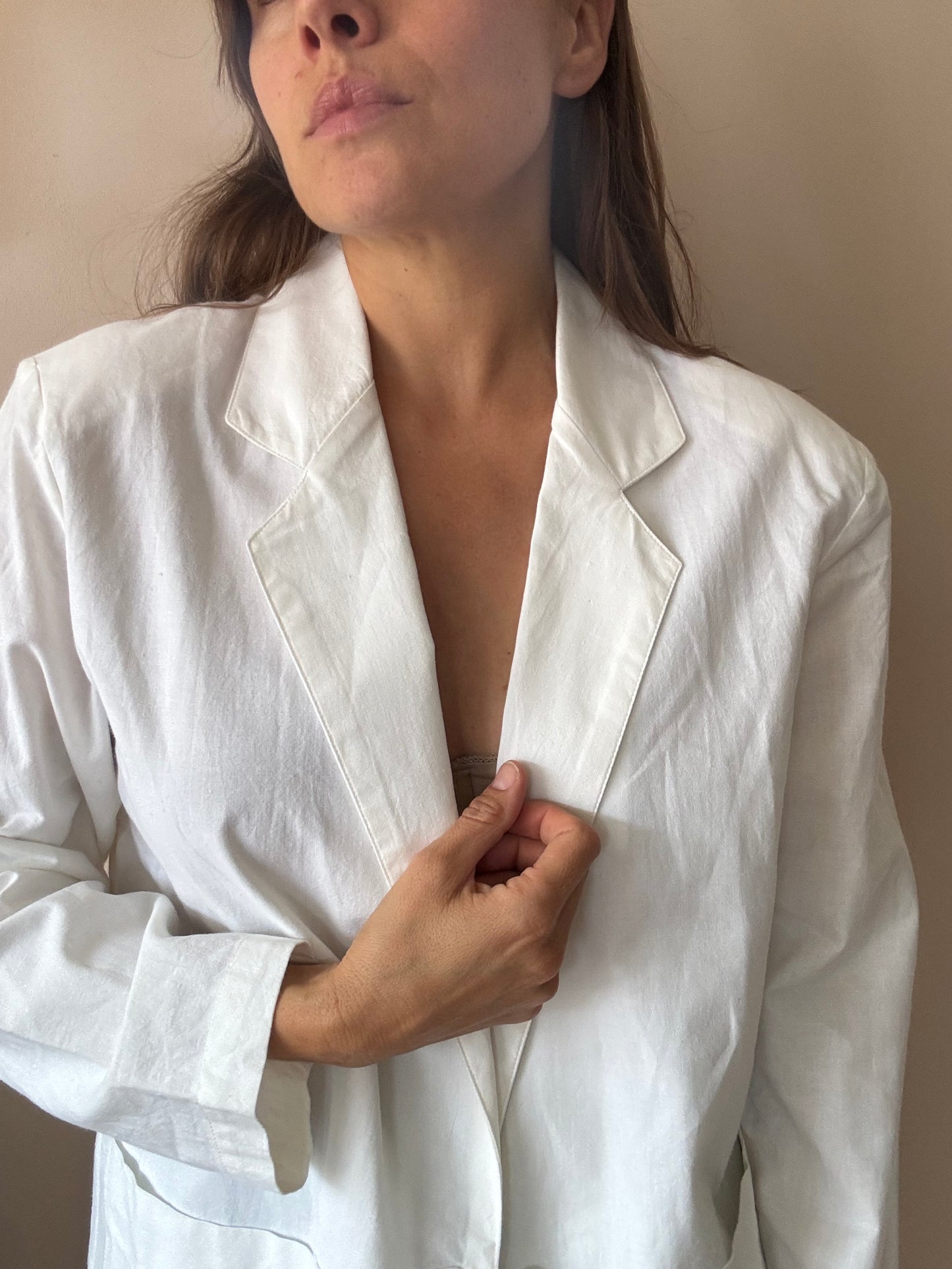 Vintage French white cotton blazer size 12