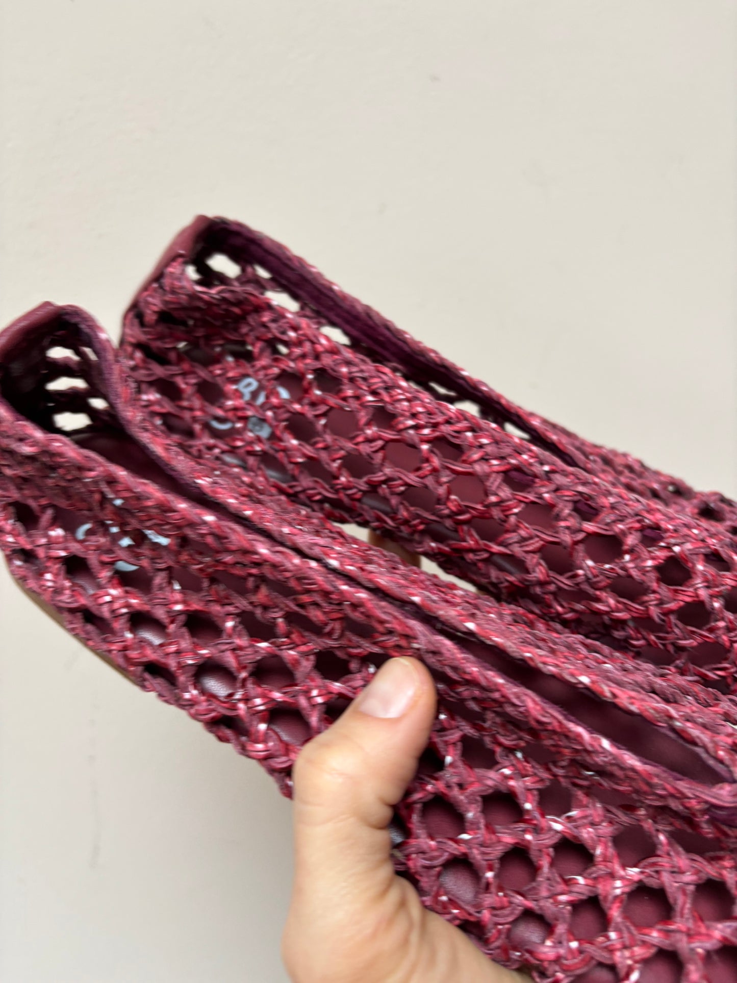 Burgundy woven flats size 38 UK5