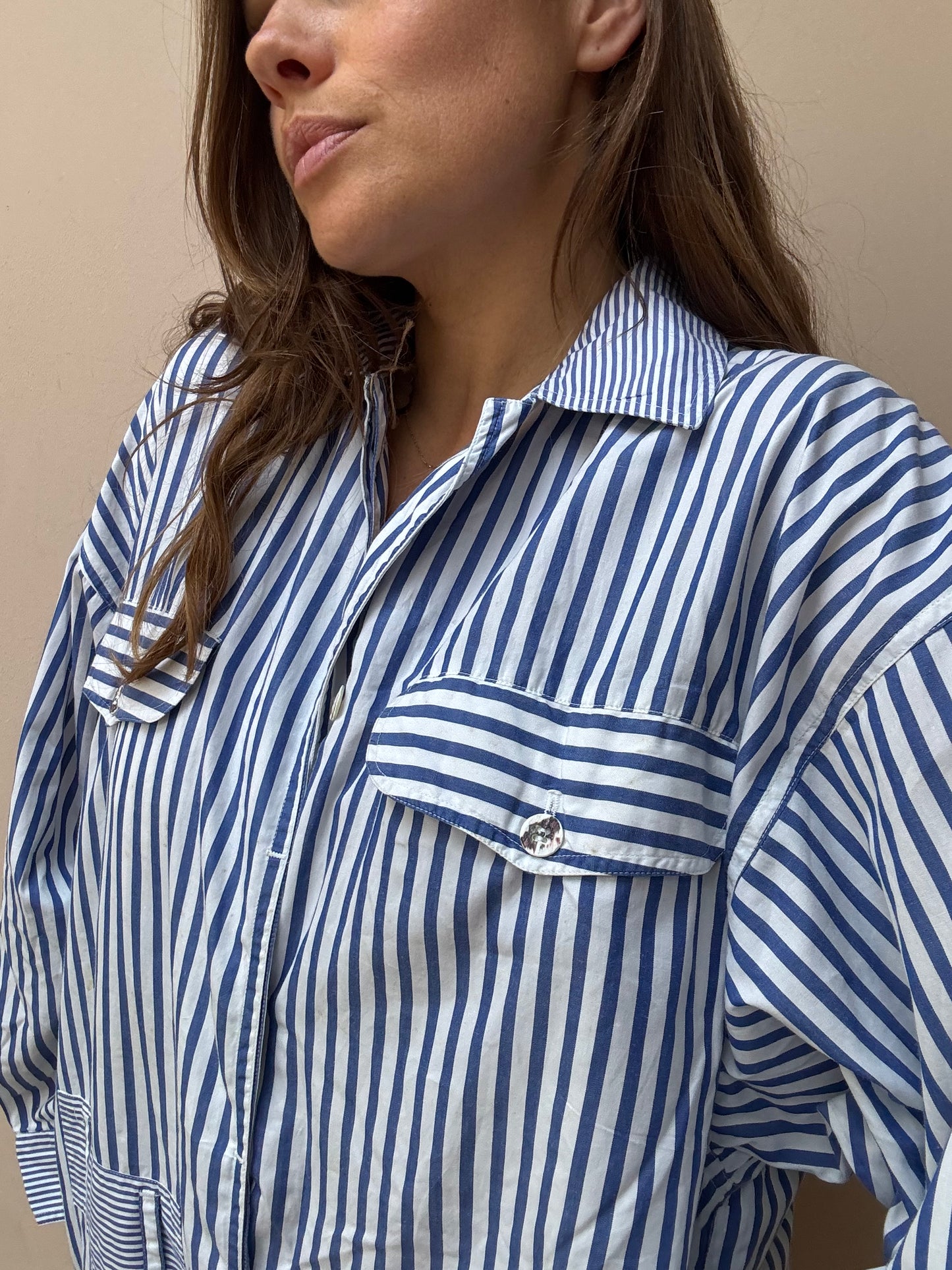 Vintage cotton striped jumpsuit size Medium