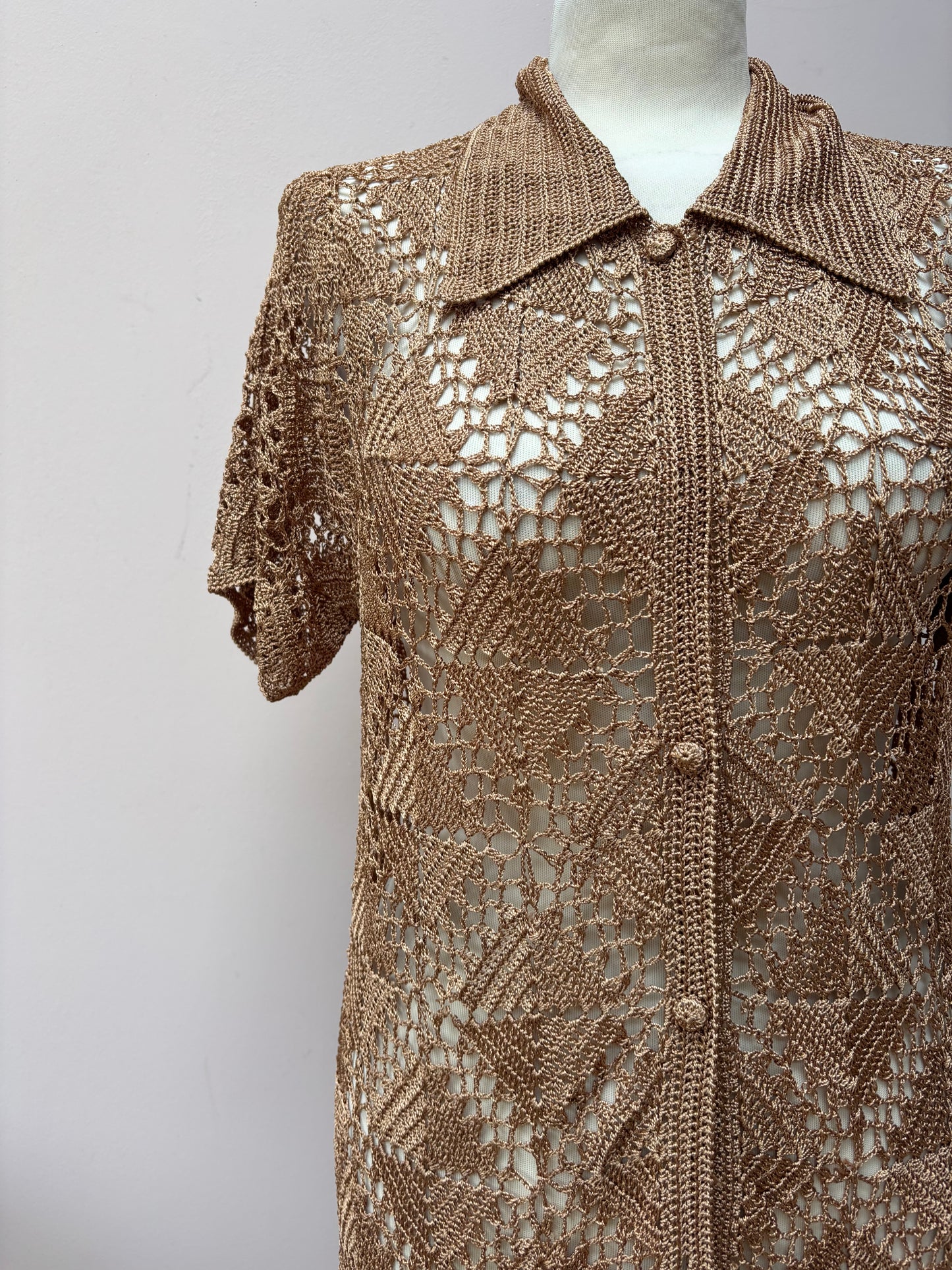 Brown gold crochet top size L