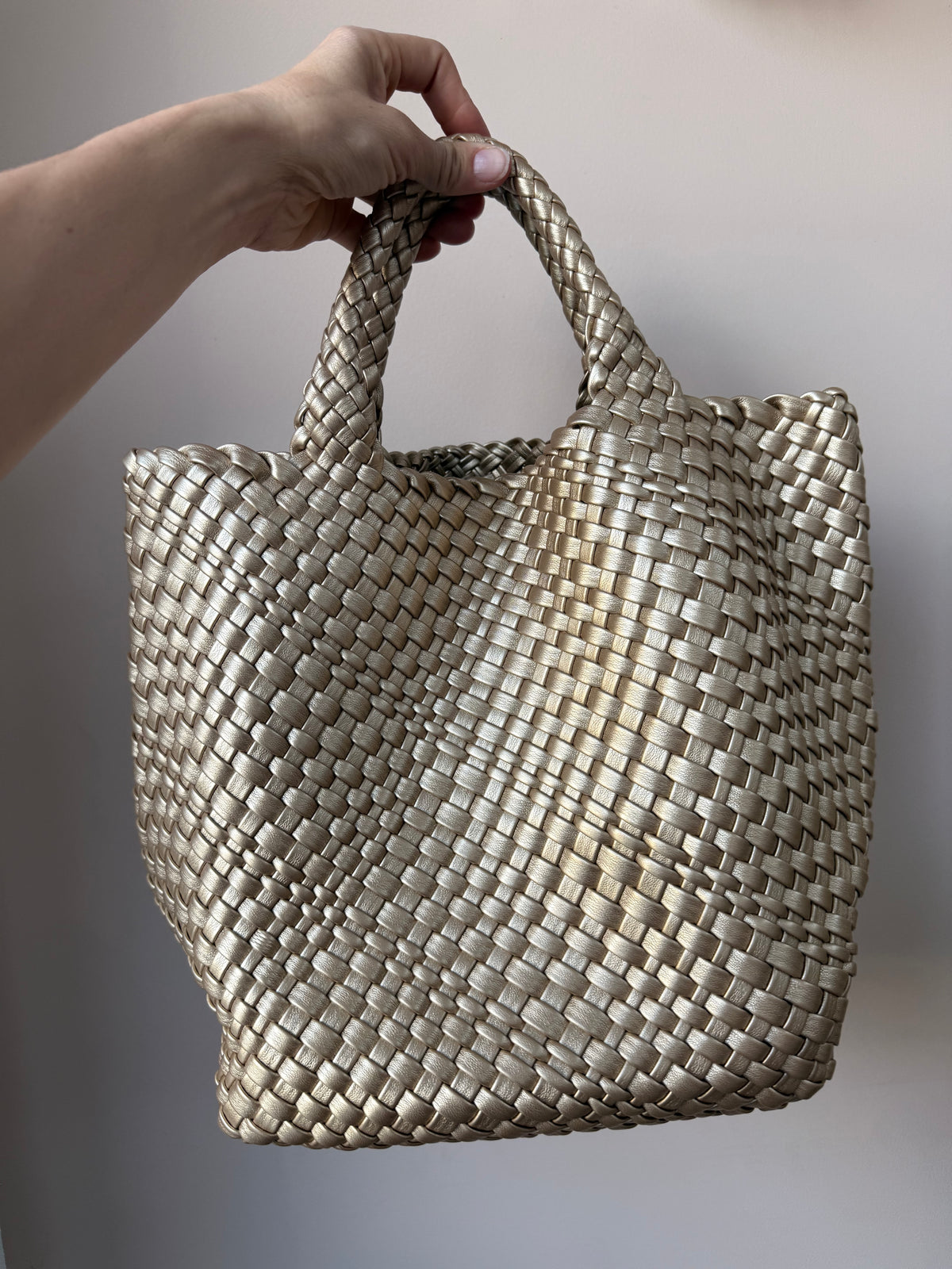 Gold woven faux leather bag BNWT