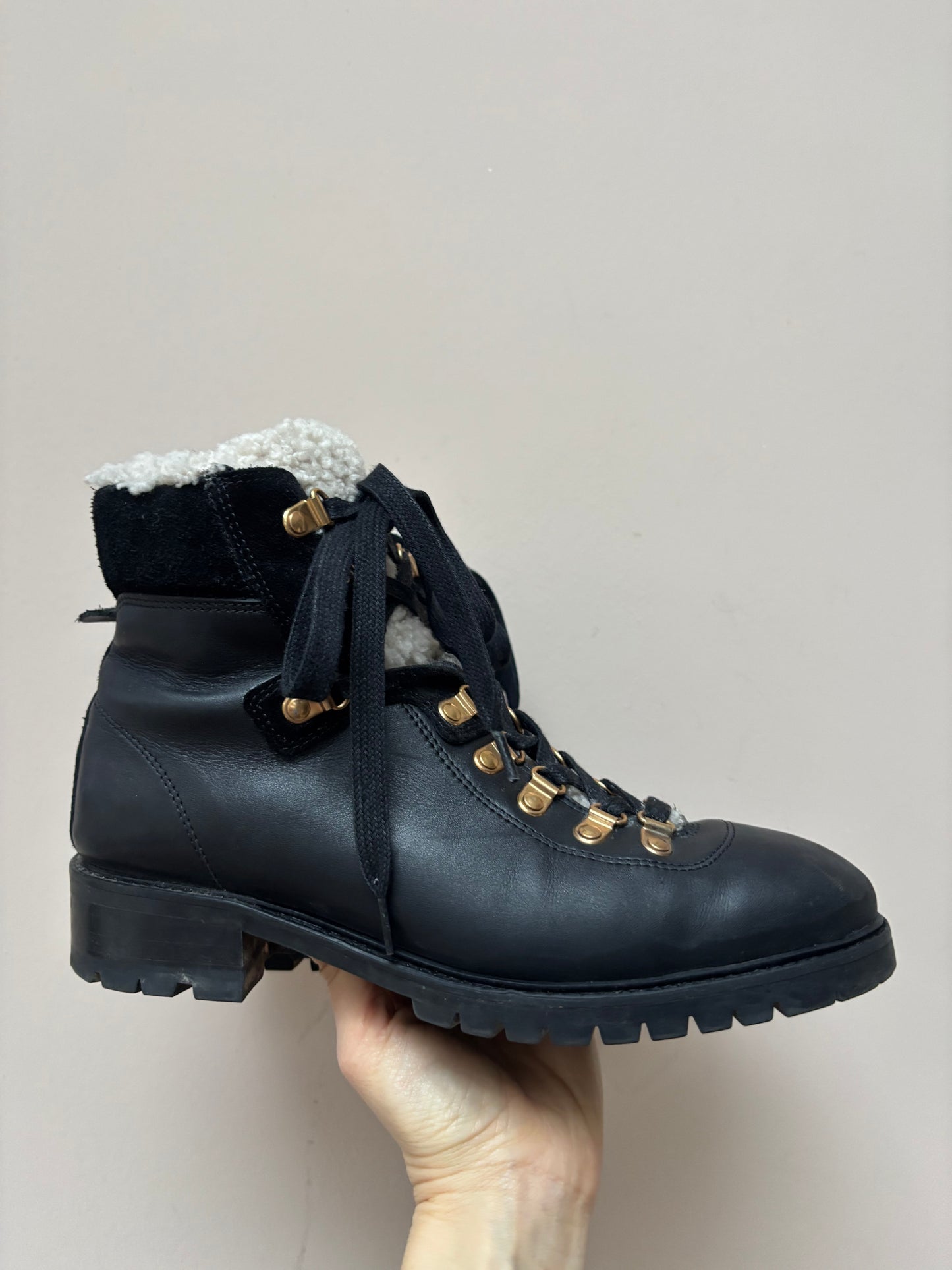 Anonymous Copenhagen black fleece lined leather boots size 41 (UK8)