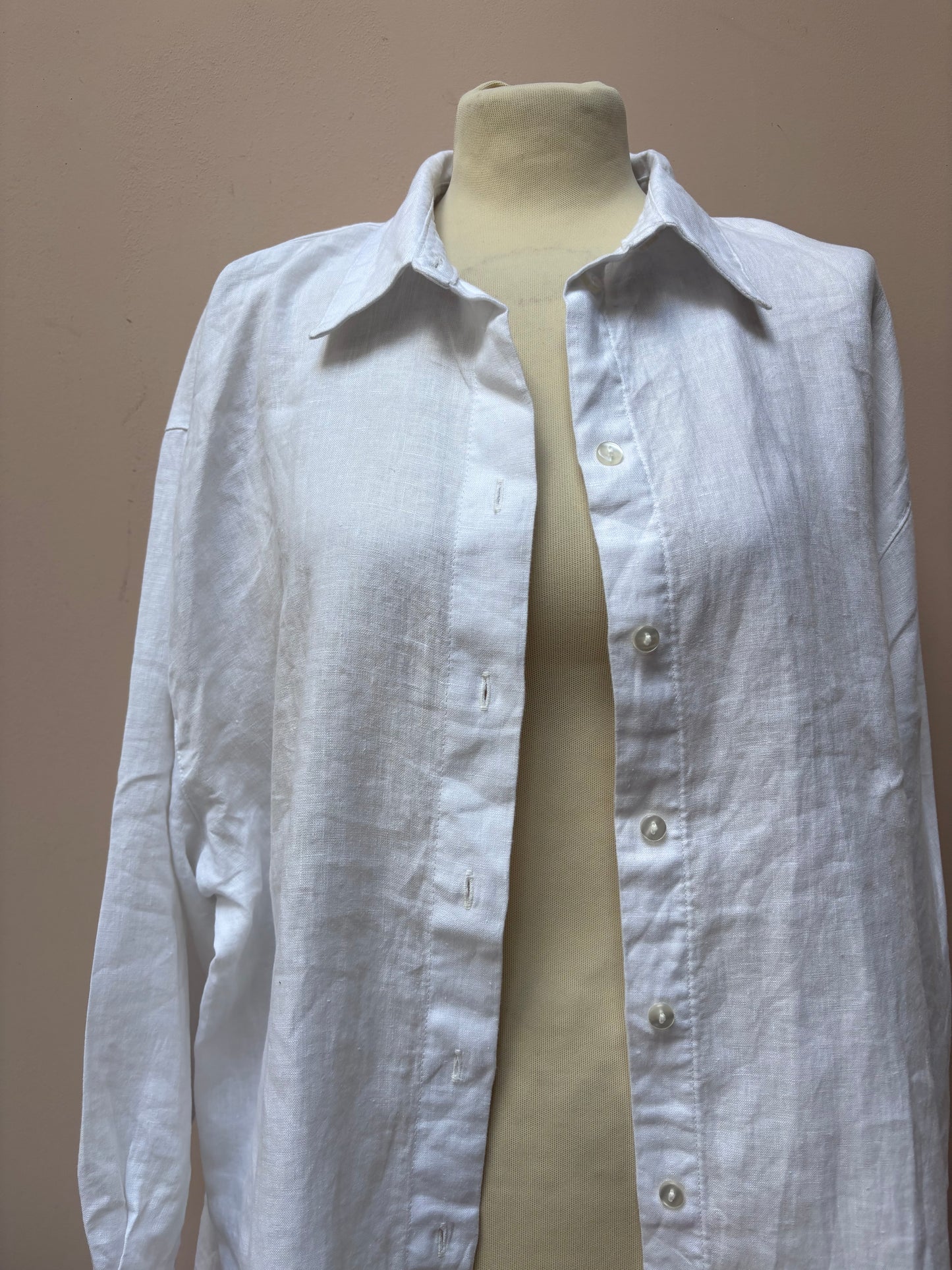 White 100% linen shirt size 18