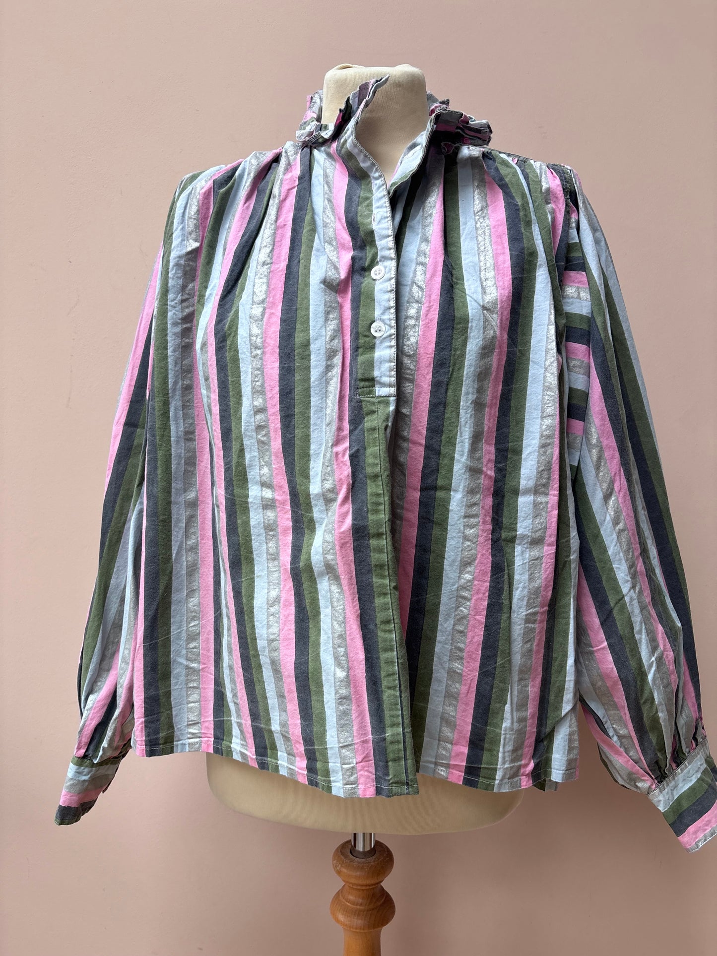 Blockprints striped cotton top size Small