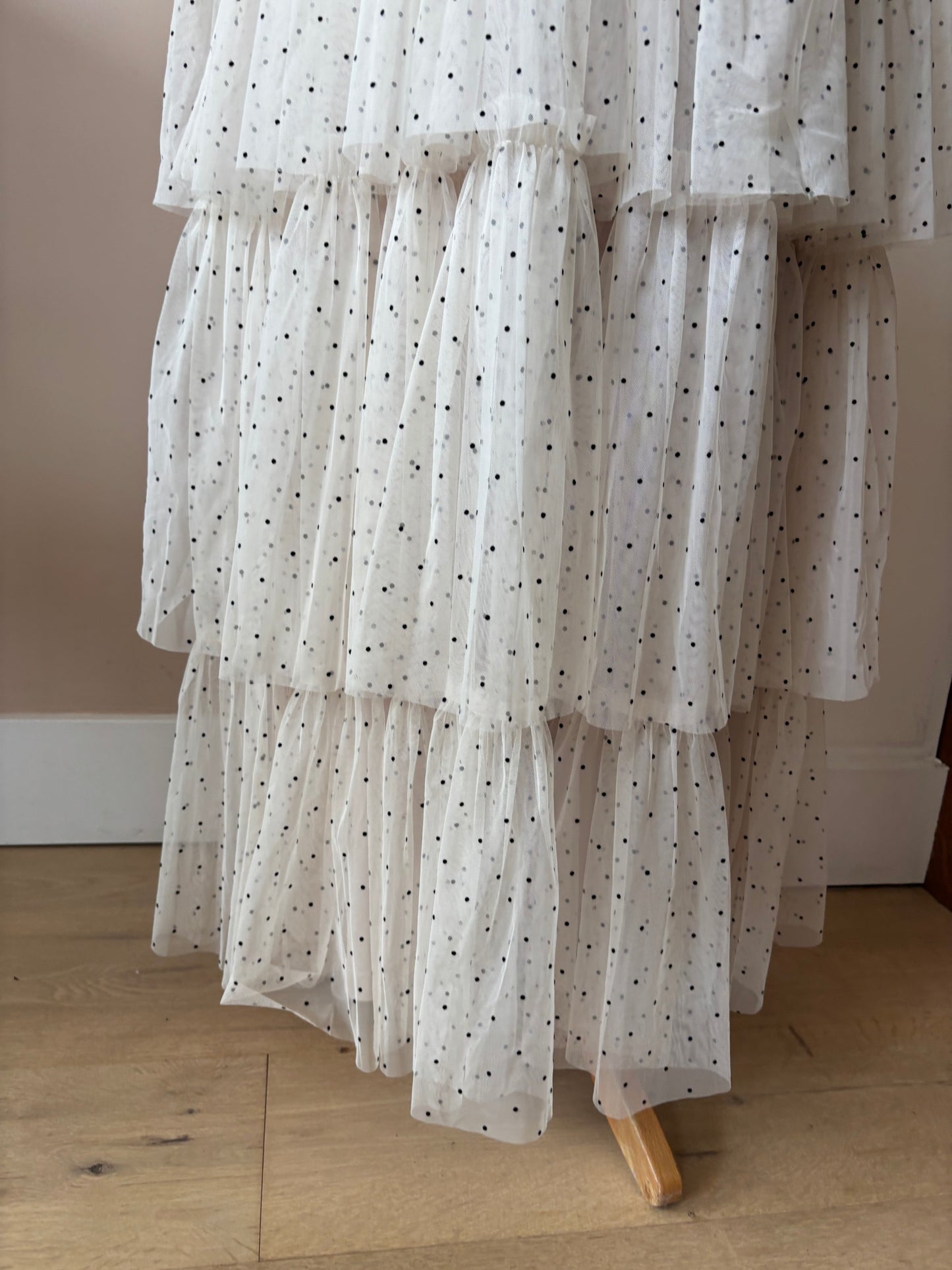 Polka dot layered frill shoulder dress BNWT size 12