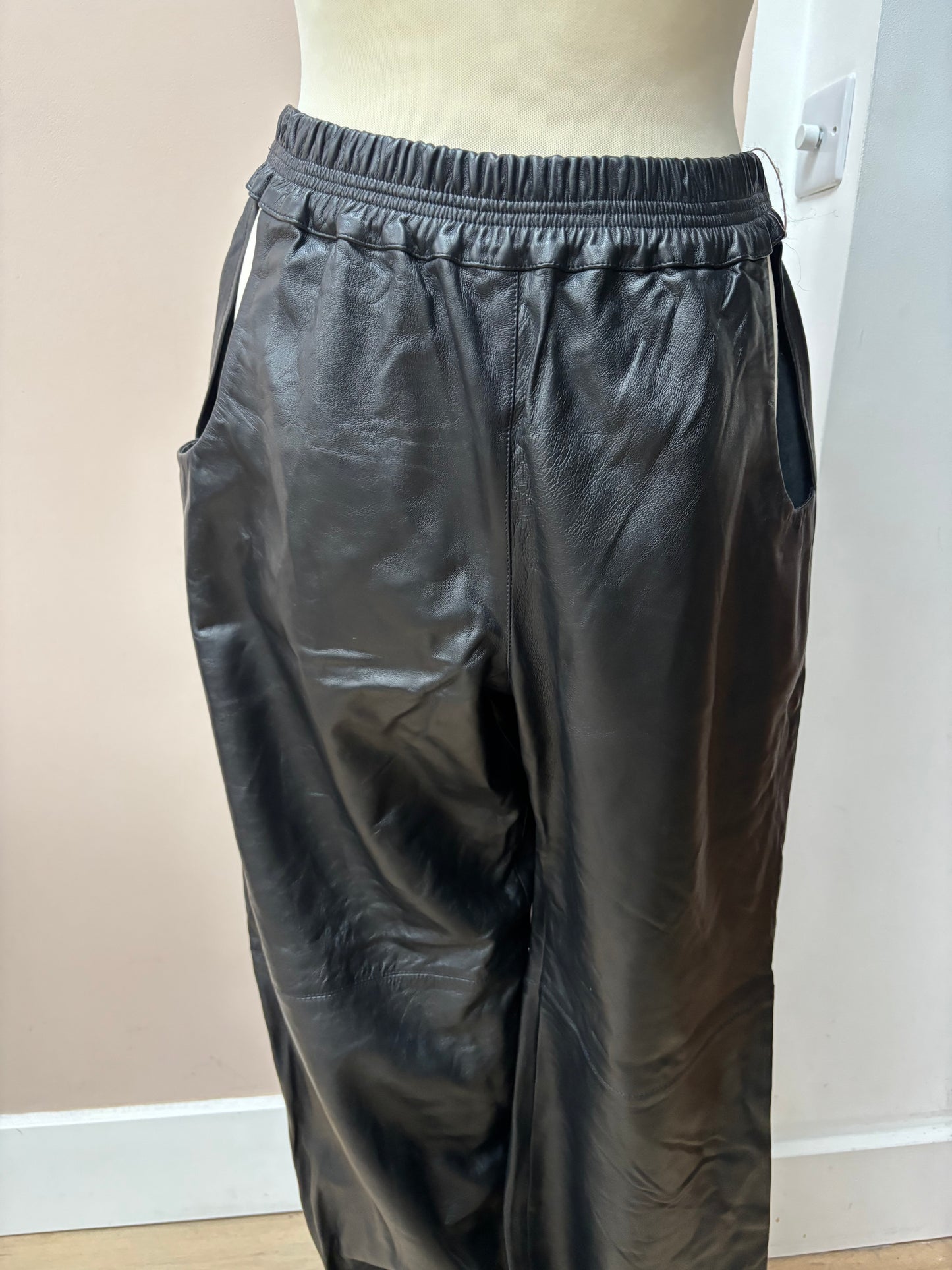 Black leather trousers size 10/12